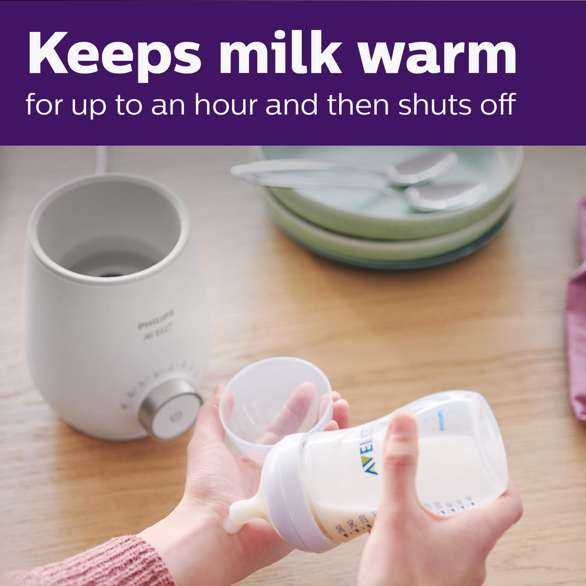 Philips Avent Natural Baby Bottles with Natural Response Nipples - 9 Ounce, 4 Pack + Fast Bottle Warmer Set | Perfect for Breastmilk & Formula Feeding at Home or On-the-Go