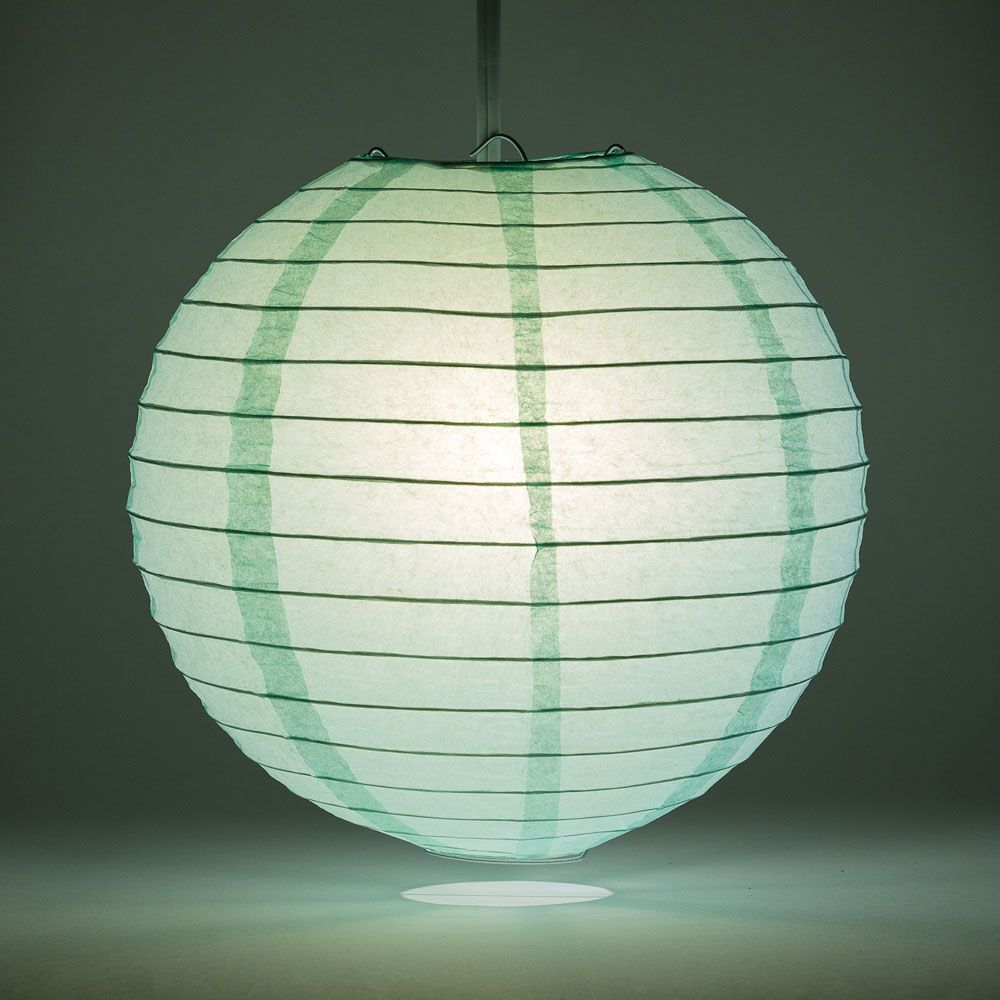 16 Pack Cool Mint Green Round Paper Lanterns with Even Ribbing - Chinese Style Hanging Decor for Wedding, Party, Baby Shower & Home Decoration