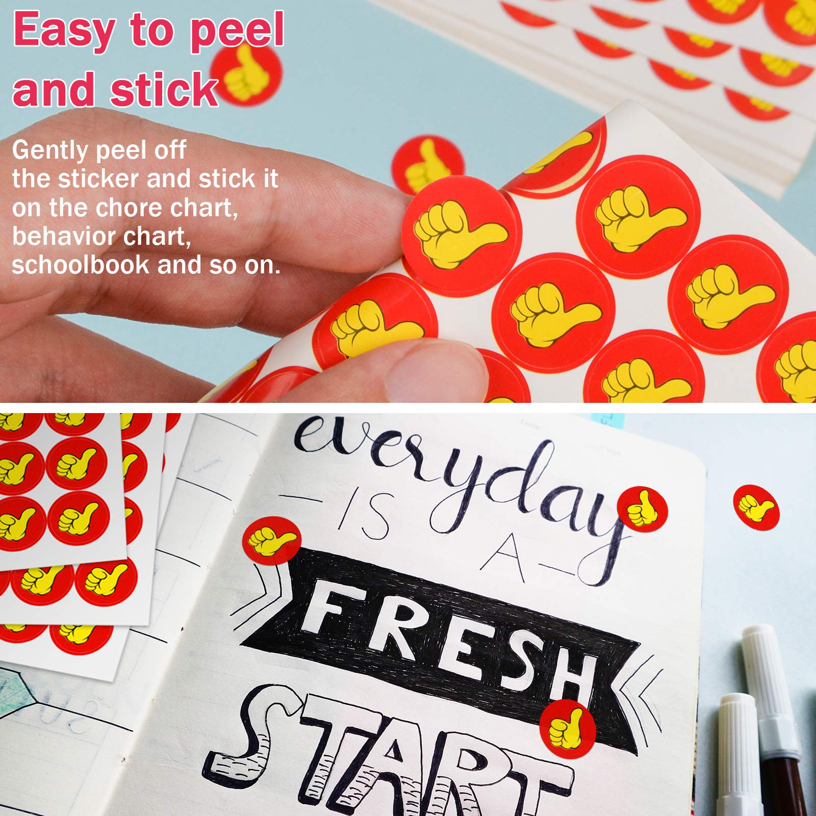 4000 Counts 50 Sheets Thumbs Up Foil Reward Stickers for Teachers - Motivational Classroom Incentive Stickers, Home & Office Decoration - Perfect for Student Awards, DIY Crafts, and Bulletin Boards