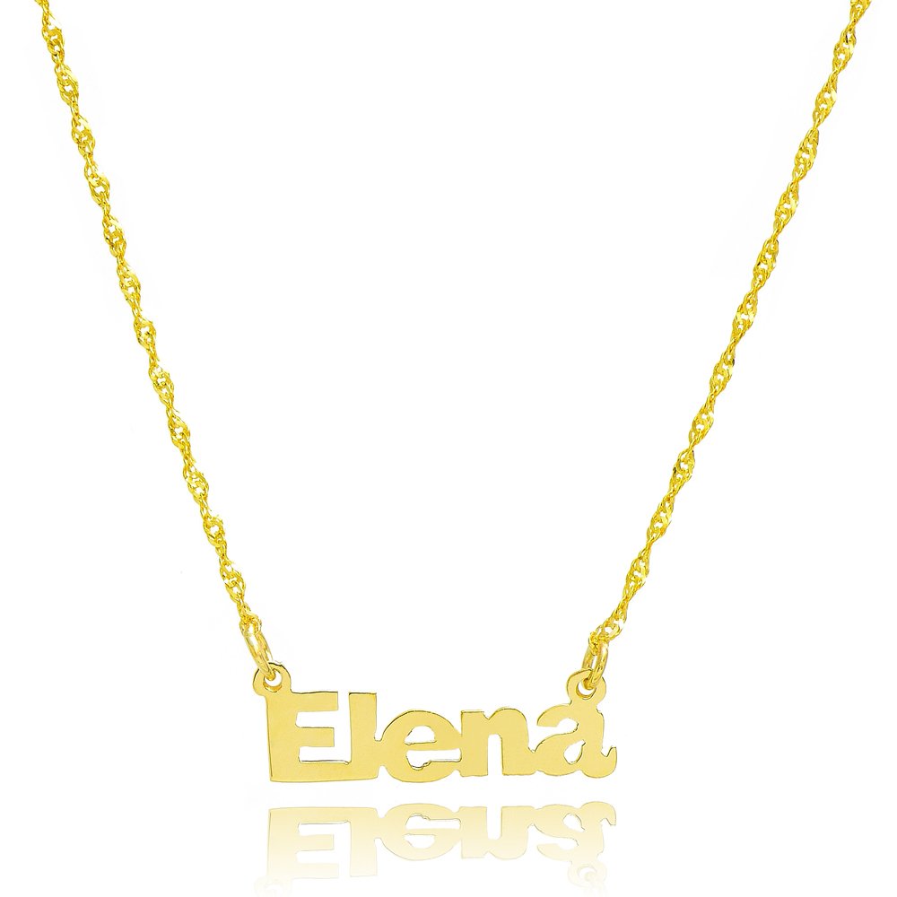 14K Yellow Gold Personalized Name Necklace - Custom Engraved with Any Name - Perfect Gift for Birthday, Anniversary & Valentine's Day