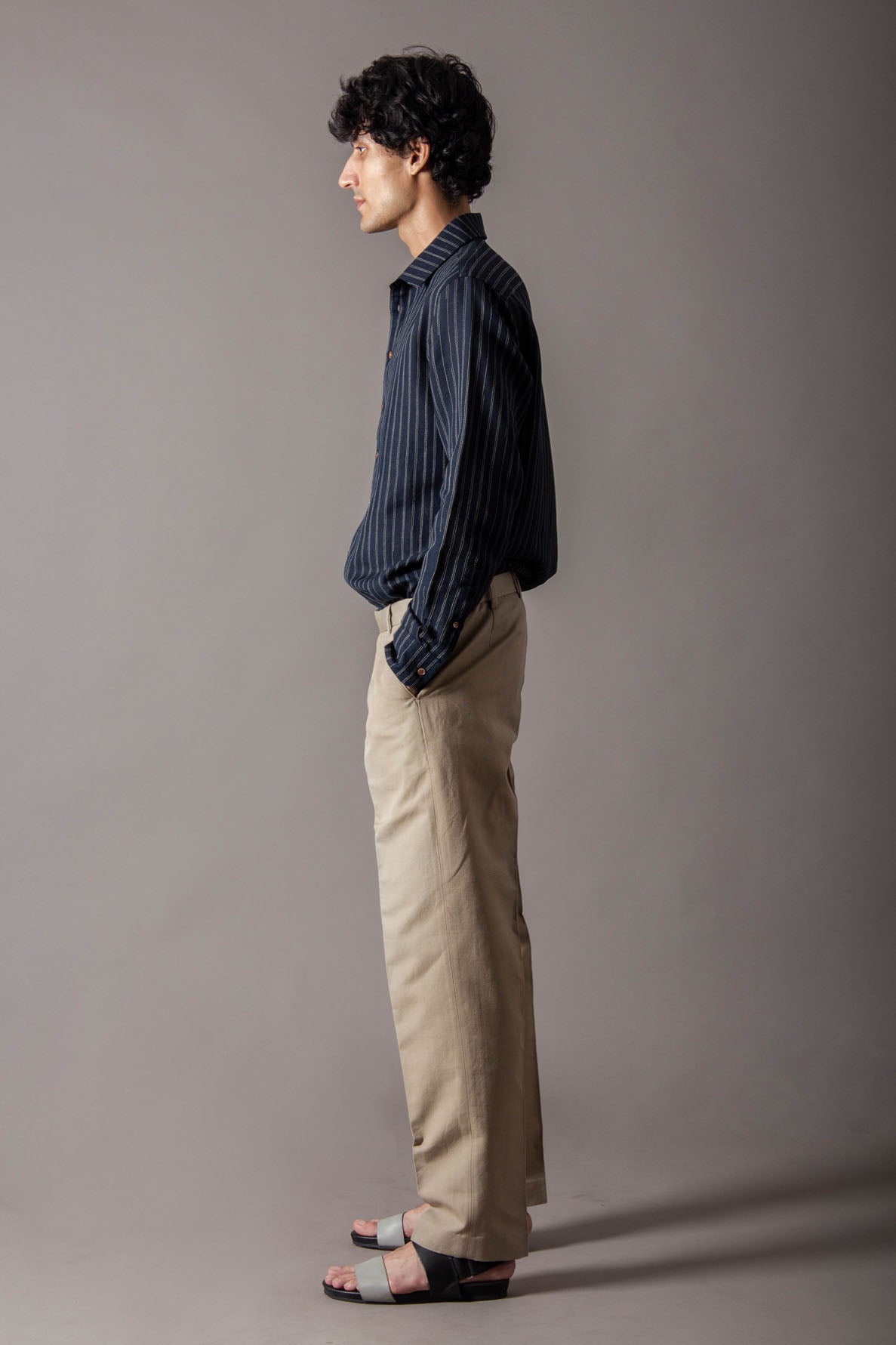 Classic Cotton Linen Shirt for Men - Navy Blue Striped Casual Button Down Shirt | Office Wear, Business Casual & Summer Outfits
