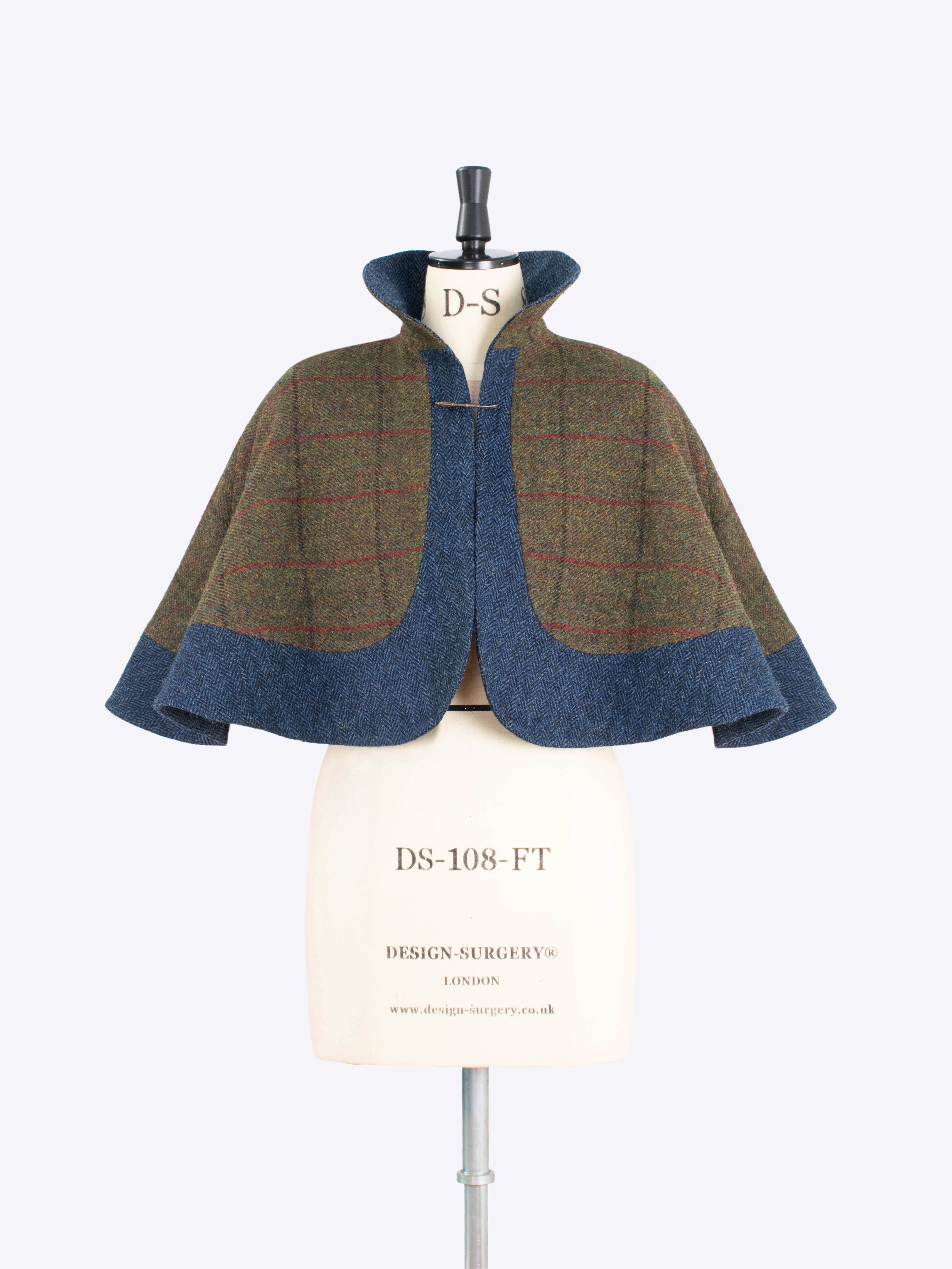 Stylish Green & Navy Capelet - Elegant Women's Fashion Shawl for Evening Wear, Parties & Special Occasions
