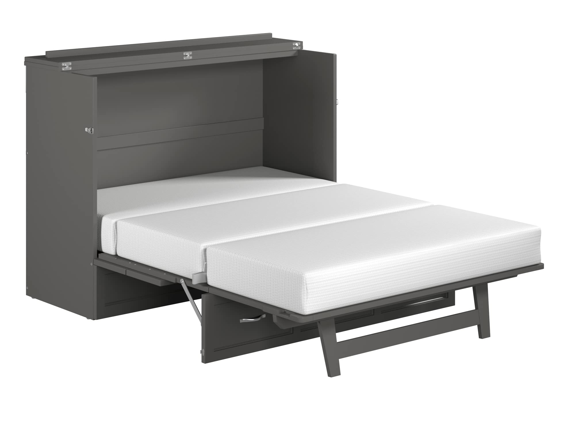 AFI Deerfield Full Size Murphy Bed with Built-in USB Charger, Grey - Space Saving Wall Bed for Small Apartments, Guest Rooms & Home Offices