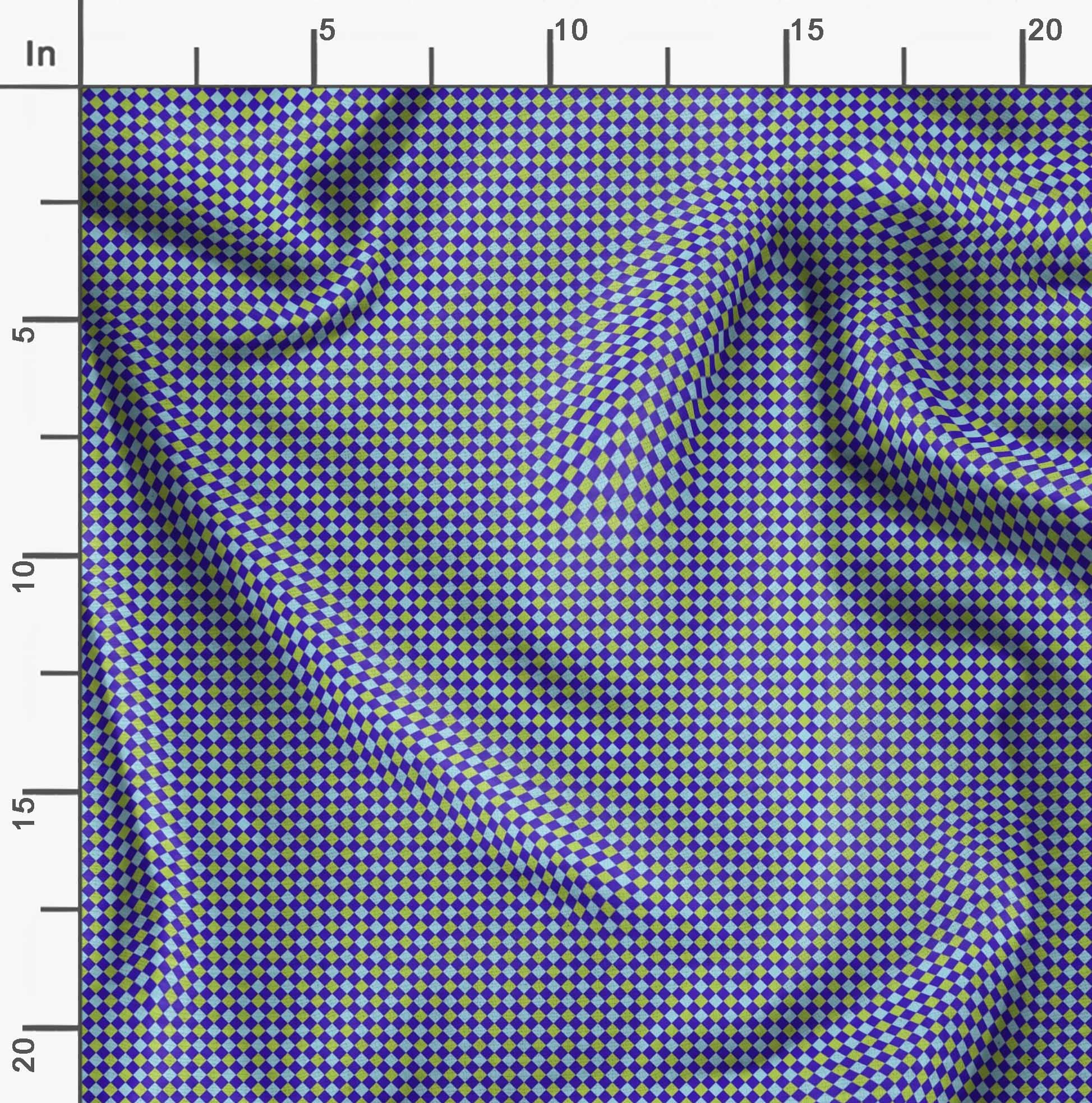 Soimoi Moss Georgette Blue Fabric by The Yard - 42 Inch Wide Diamond Geometric Print Fabric for Dresses, Curtains & Home Decor - Elegant Classic Chiffon Material for Sewing Projects & DIY Crafts