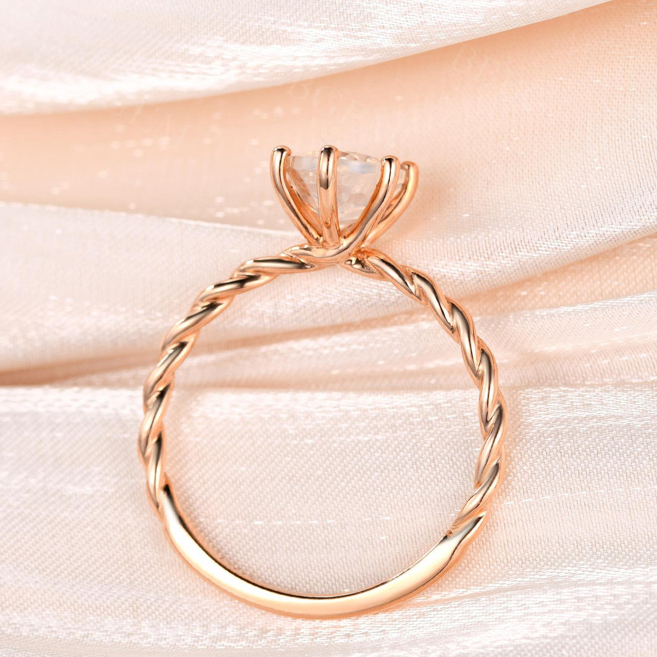 14K Rose Gold 1 Carat Blue Star Sapphire Oval Ring - September Birthstone Solitaire with Twisted Rope Band for Women, Perfect for Anniversary, Engagement & Special Occasion Gifts
