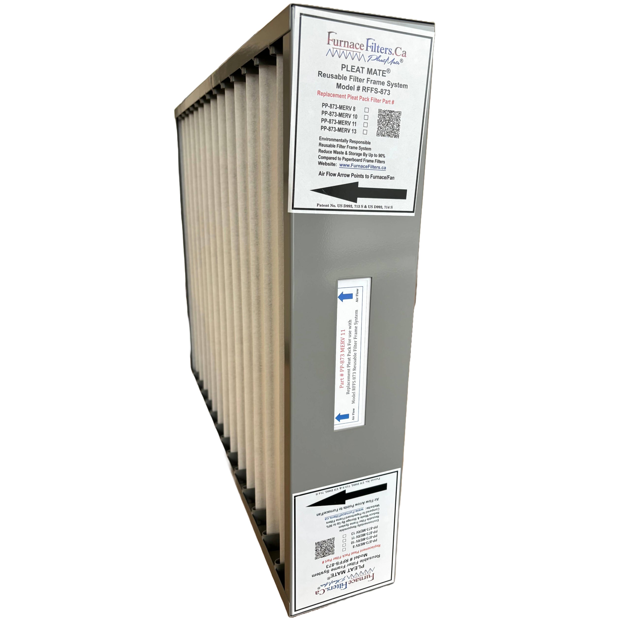 Clean Comfort AMP 11 2025 45 20x25x4.5 Reusable Air Filter Frame Kit with Lifetime Frame (Model RFFS 873) & 3 MERV 11 Replacement Filters (Part PP 873) - Perfect for HVAC Systems & Furnaces by FurnaceFilters.Ca