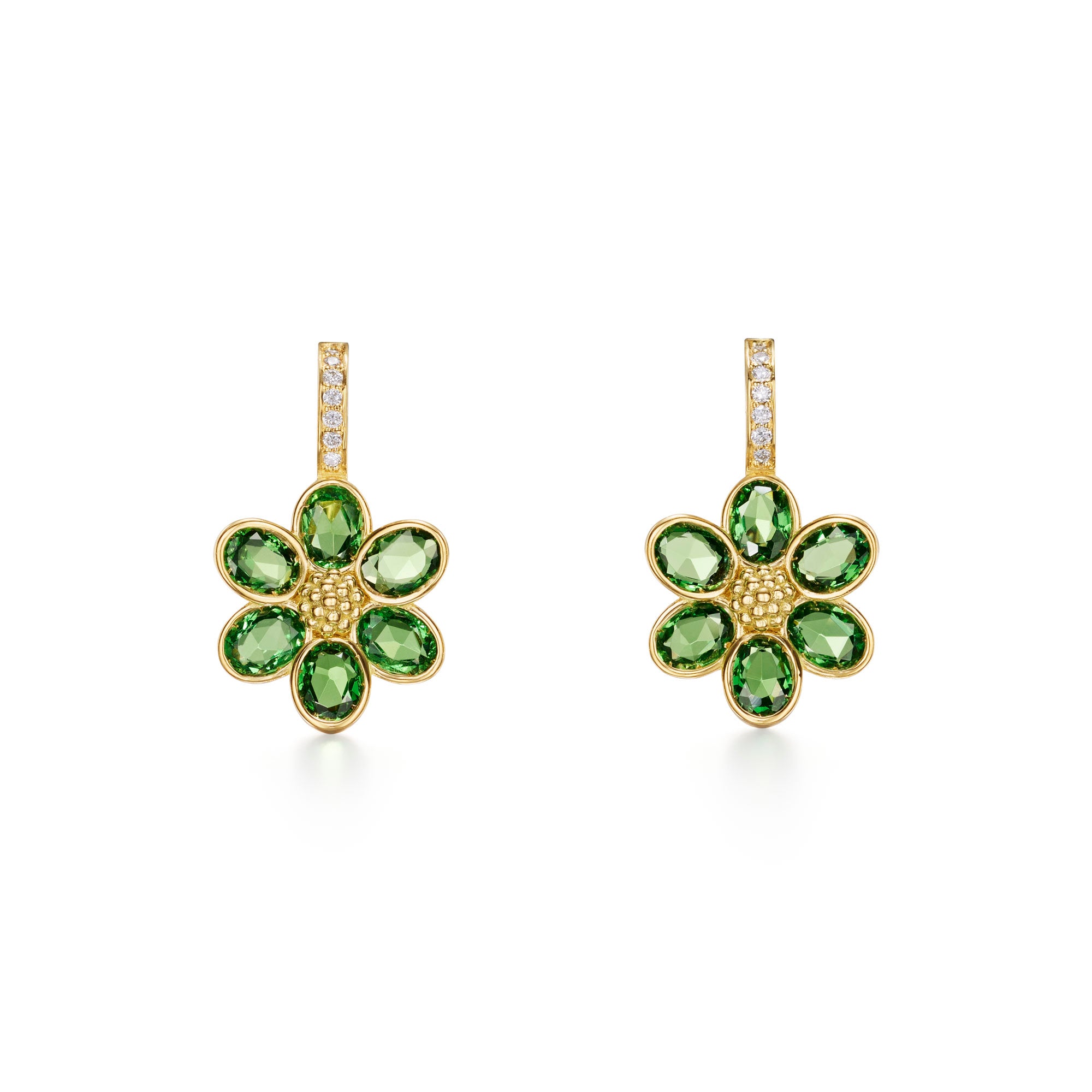 Temple St. Clair Tsavorite Fiori Earrings - 18K Gold Gemstone Dangle Earrings for Women, Luxury Green Garnet Jewelry - Perfect for Weddings, Parties & Special Occasions