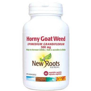 New Roots Horny Goat Weed 500mg 60 Veggie Capsules - Natural Energy & Vitality Supplement for Men's Health, Libido Support & Performance Enhancement