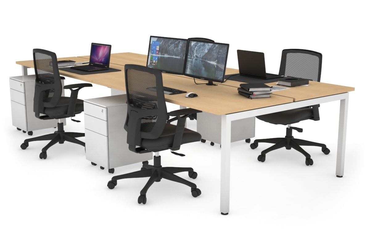 Quadro Square Legs 4-Person Office Workstation Desk - 1800mm x 700mm (71