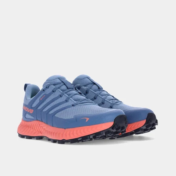 INOV8 Women's Roclite GTX Waterproof Hiking Boots - Blue Grey/Coral - Lightweight Trail Running Shoes for Outdoor Adventures & Mountain Climbing