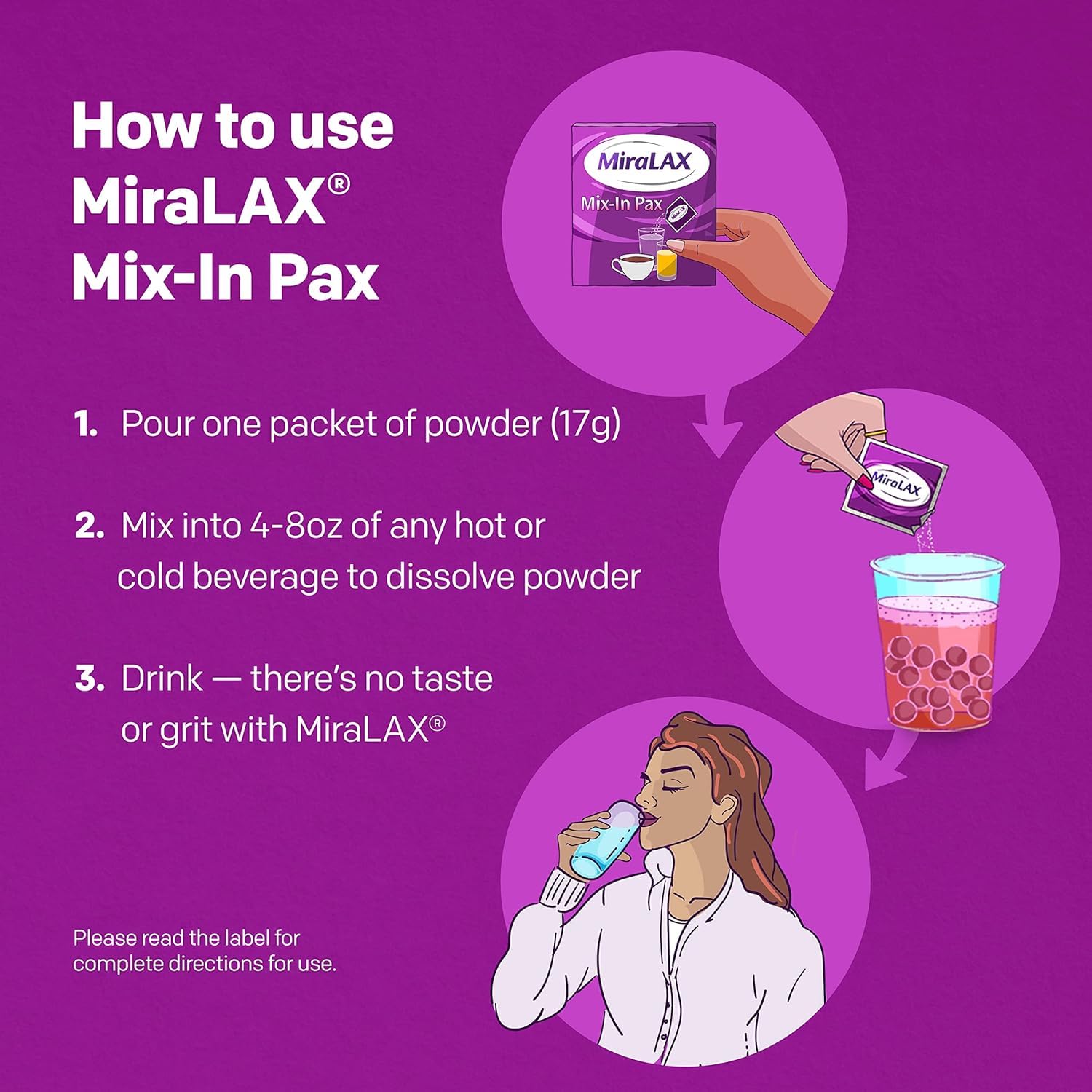 MiraLAX Laxative Powder Packets - 0.5 Ounce (14g) per Box | Fast-Acting Constipation Relief | Travel & Home Use for Adults & Seniors