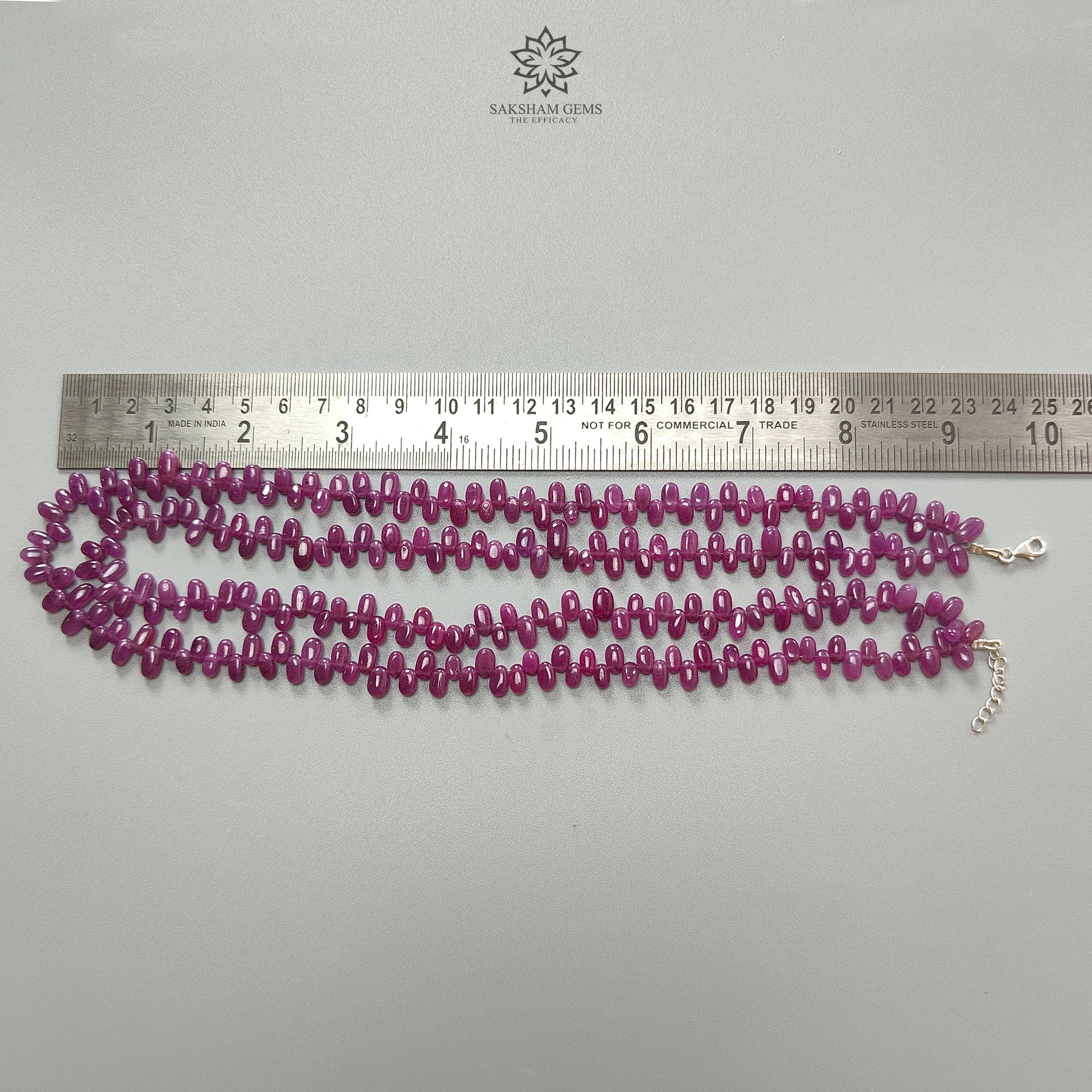 Natural Untreated Purple Sheen Ruby Beads Necklace - 327.00cts Oval Ruby Gemstone in 925 Sterling Silver, 18-19 Inch | Elegant Jewelry for Weddings, Parties & Special Occasions
