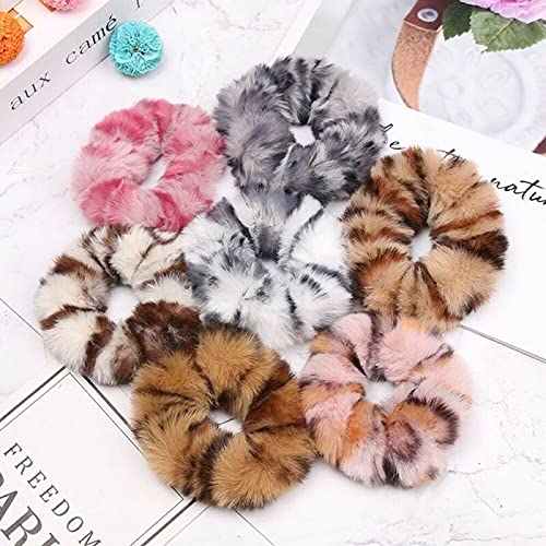 BAKEFY 6-Piece Leopard Print Hair Bands Set - Soft Scrunchy Hair Ties & Rope Scrunchies for Women - Hair Accessories for Workouts, Yoga, and Everyday Styling