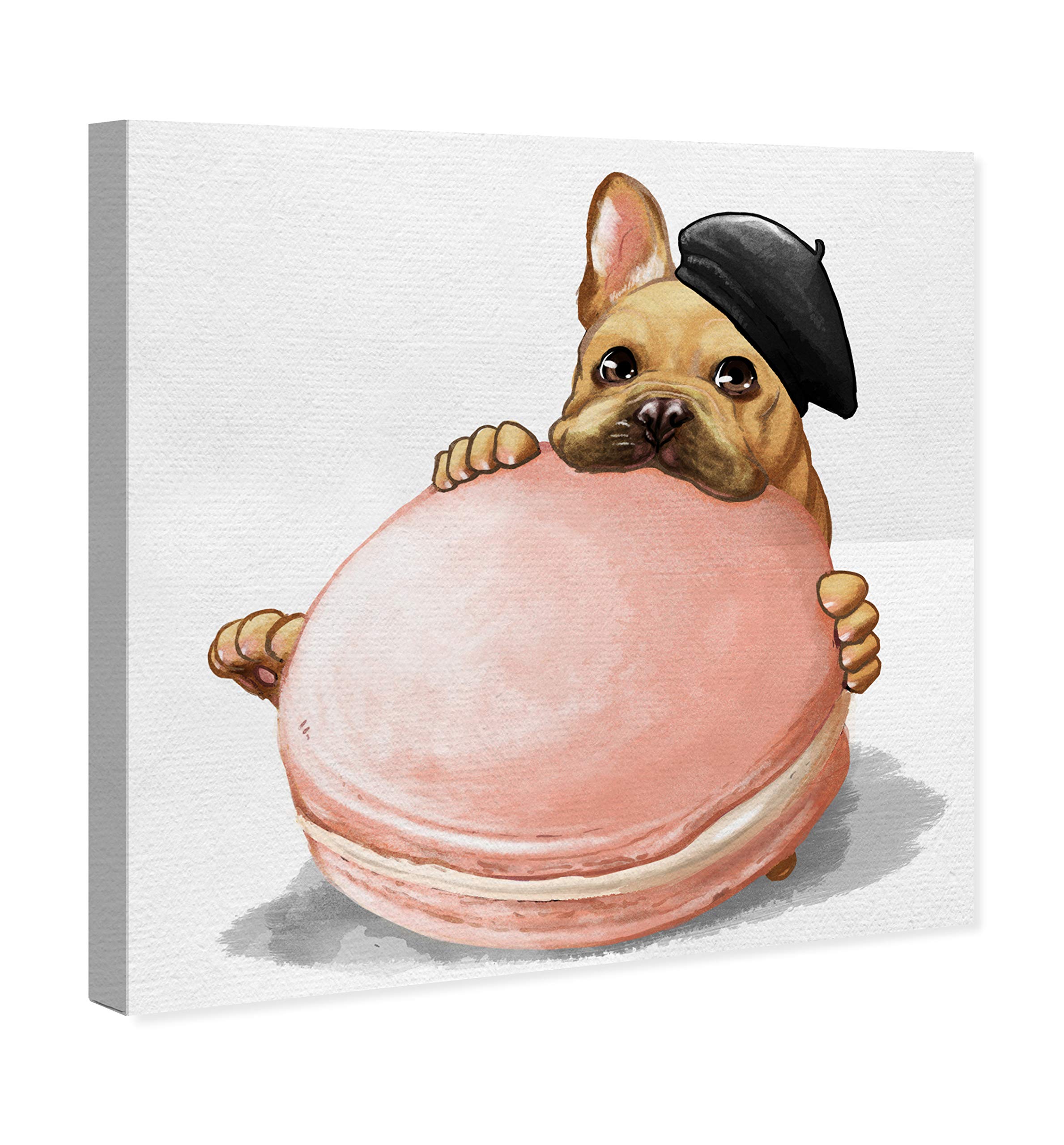 Macaron Frenchie Kitchen Wall Art Canvas Prints - French Bulldog & Dessert Decor for Home, Cafe, Bakery