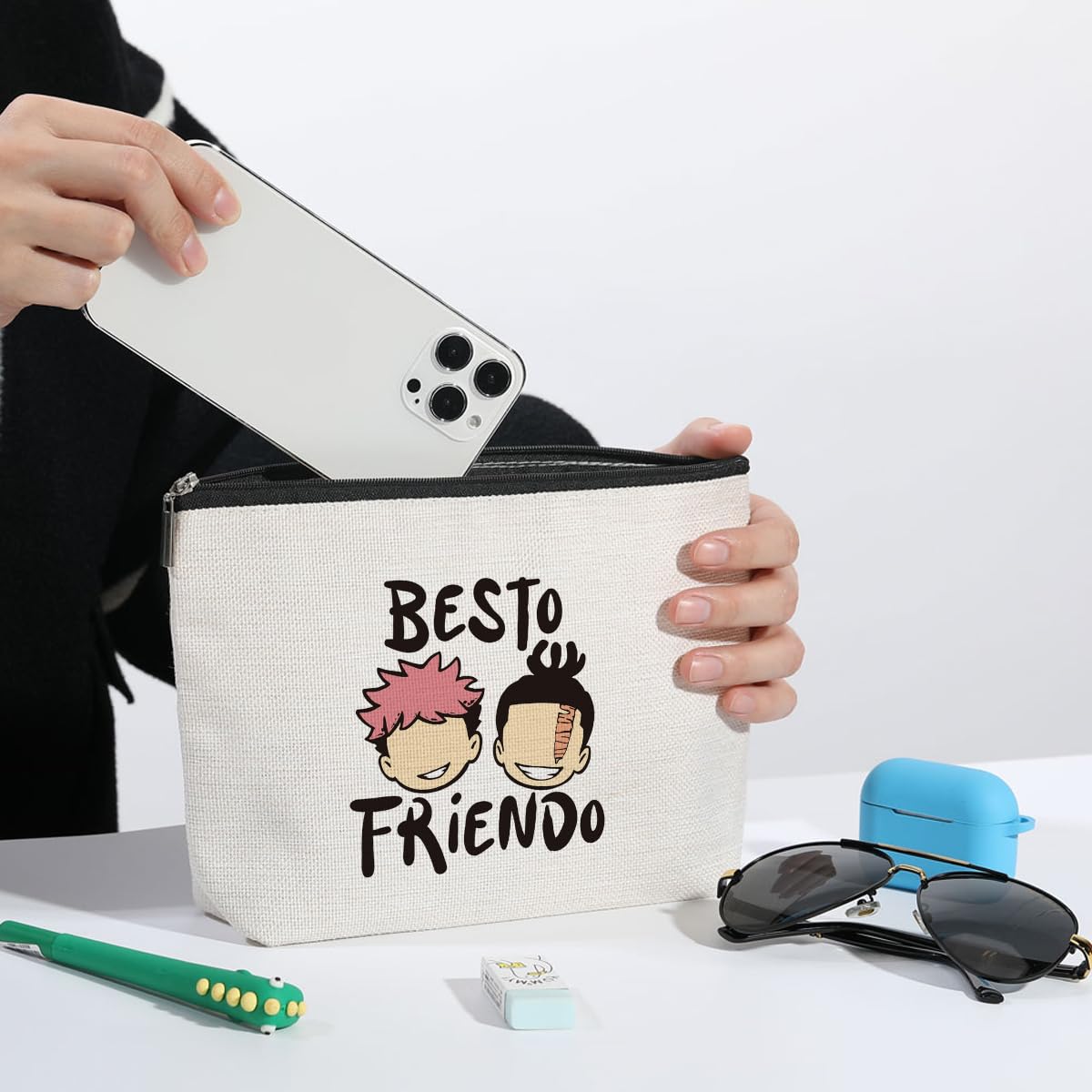 Best Anime Makeup Bag - Cute Jujutsu Kaisen Merch Gift for Women, Teens & Girls - Perfect for Birthday, Graduation, Friendship & Nurse Gifts - Great for Cosplay, Travel & Daily Use