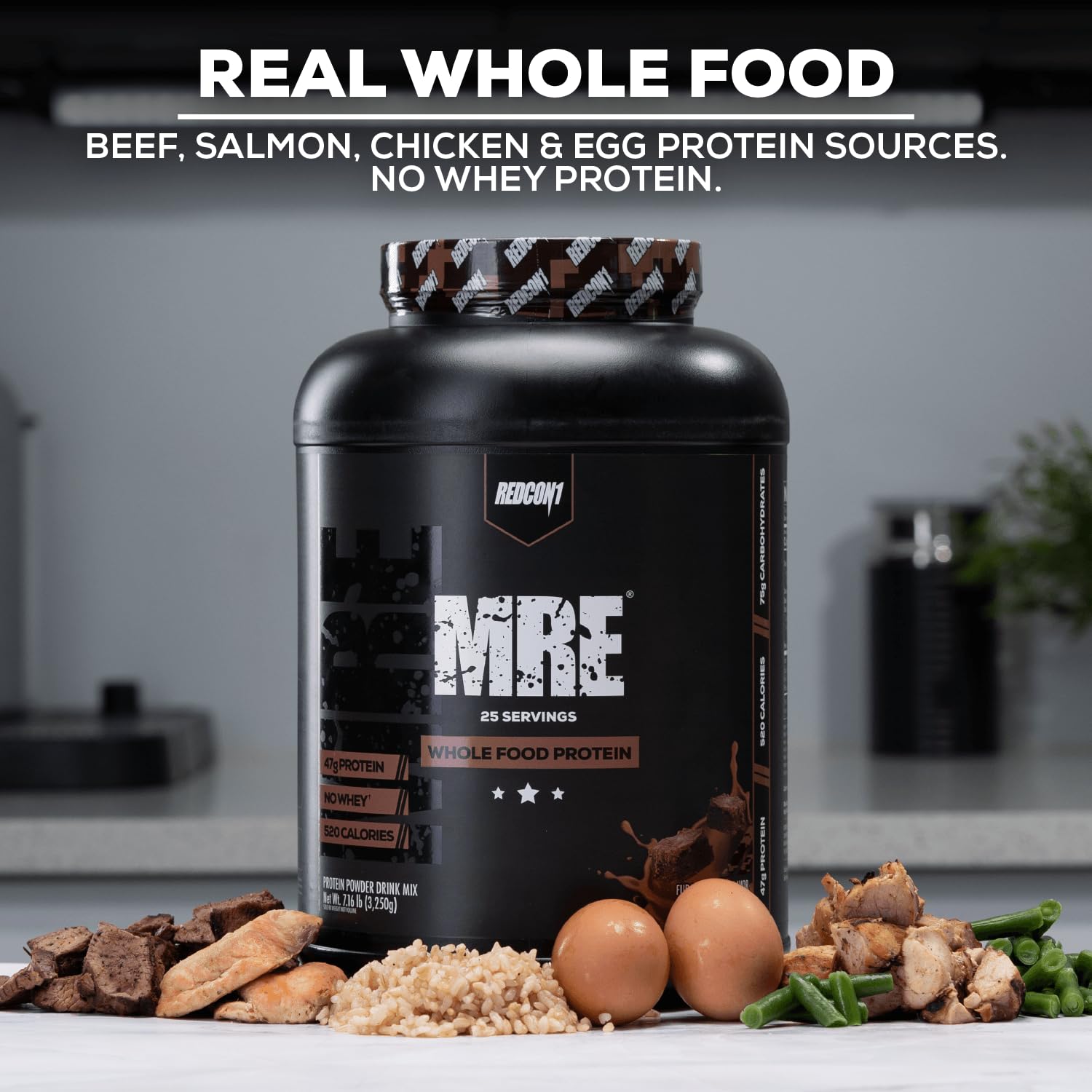 REDCON1 MRE Protein Powder - Banana Nut Bread Flavor | Meal Replacement with MCT Oil & Whole Foods | Muscle Recovery Protein Supplement | 25 Servings | Perfect for Post-Workout, Camping & Emergency Preparedness