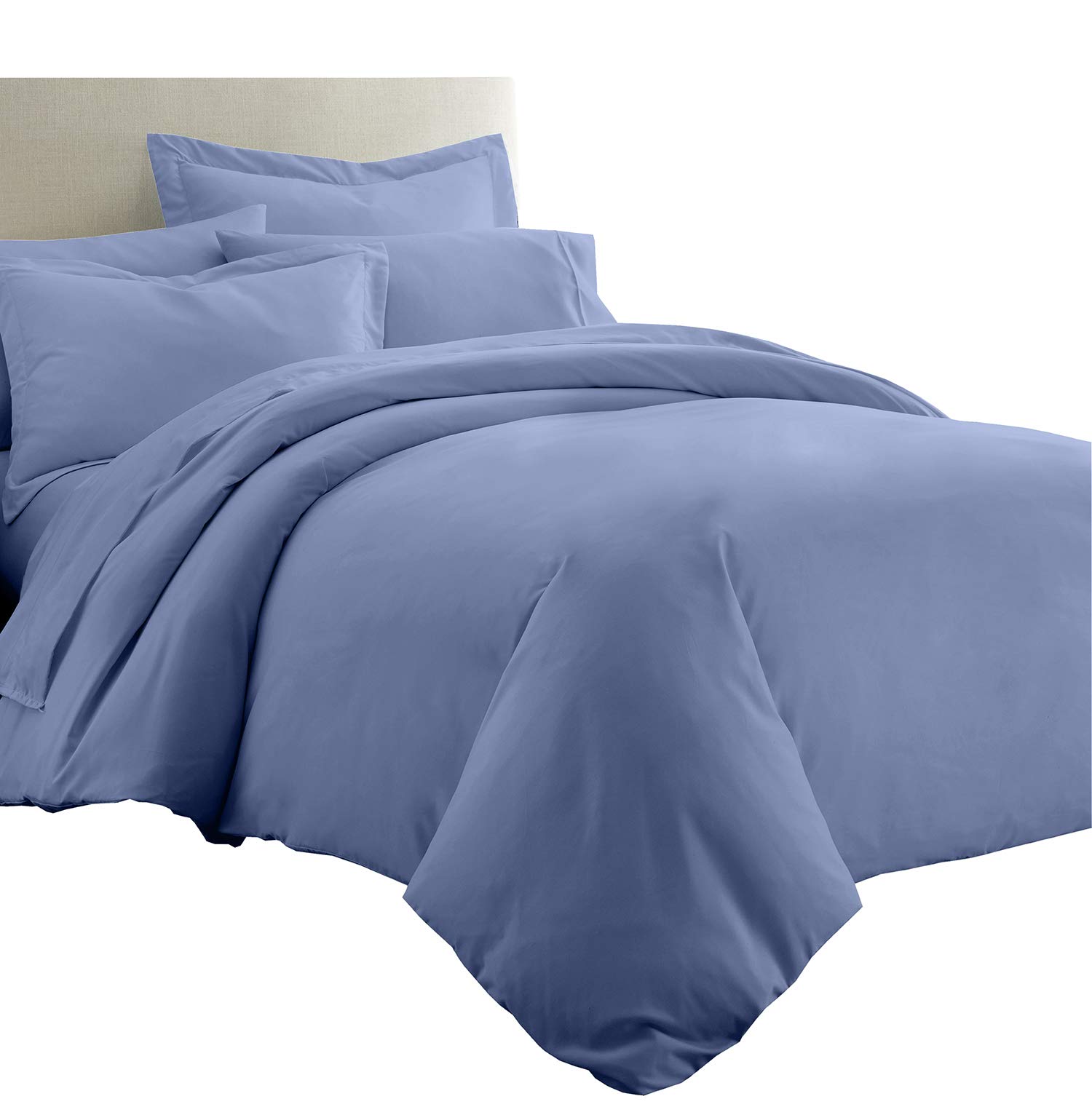Royal Tradition 8-Piece Queen Size Bed in a Bag Set - Bamboo Viscose Solid Periwinkle Sheet Set & Duvet Cover + White Down Alternative Comforter | Ultra-Soft Breathable Bedding for All-Season Comfort
