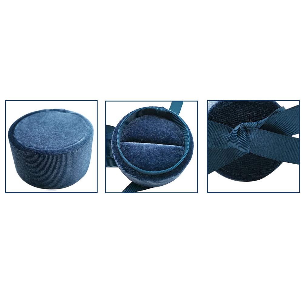 Velvet Ring Box - Elegant Wedding Jewelry Holder for Proposal & Engagement - Blue