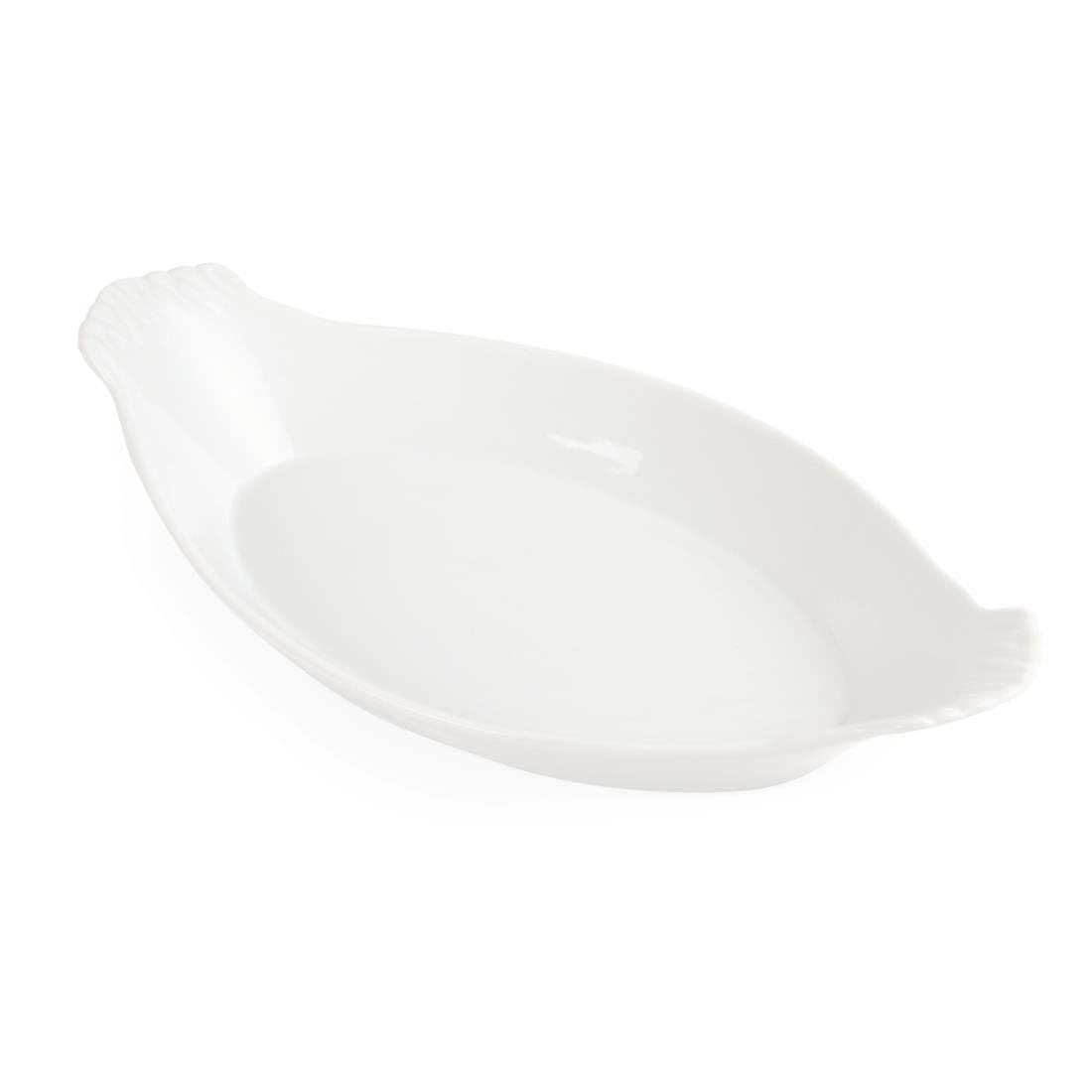 Premium 6-Piece White Porcelain Oval Serving Plates with Ears - 320x177mm - Elegant Dinnerware for Buffets, Parties & Formal Dining