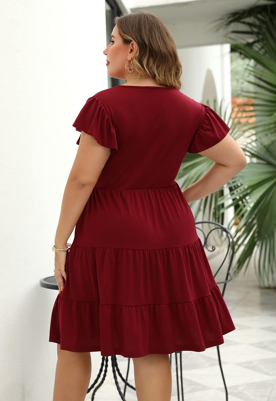 **Celkuser Plus Size Casual Summer Dresses for Women – Elastic Waist Tiered A-Line Ruffle Hem Dress with Pockets – Perfect for Beach, Vacation & Everyday Wear**