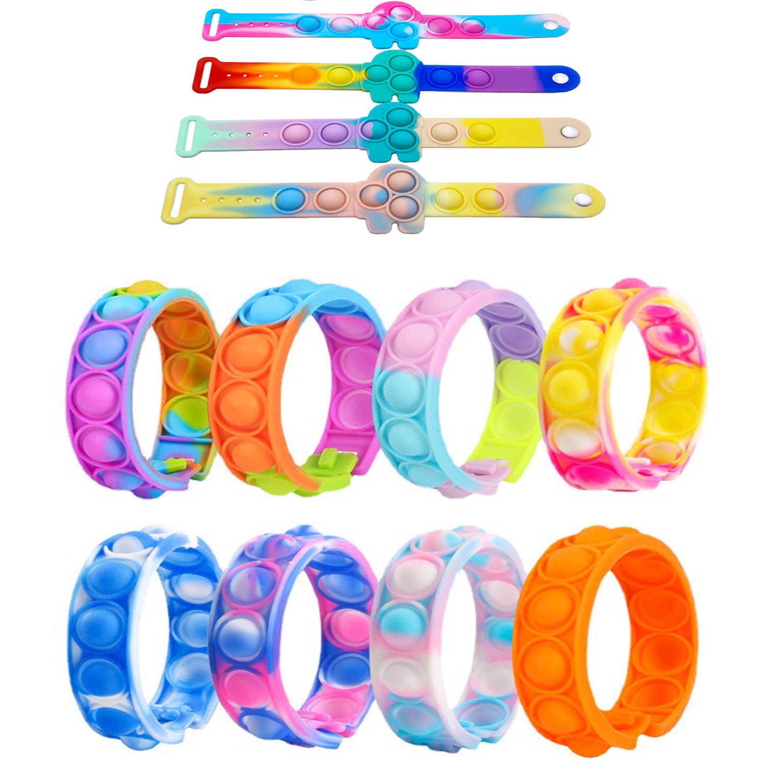 PrettyAimee Pop Fidget Toy Bracelet - Sensory Stress Relief Wristband for Kids & Adults with ADHD, Autism - Wearable Bubble Popper Game for Anxiety, Focus & Relaxation (Great for Classrooms, Travel & Office Use)