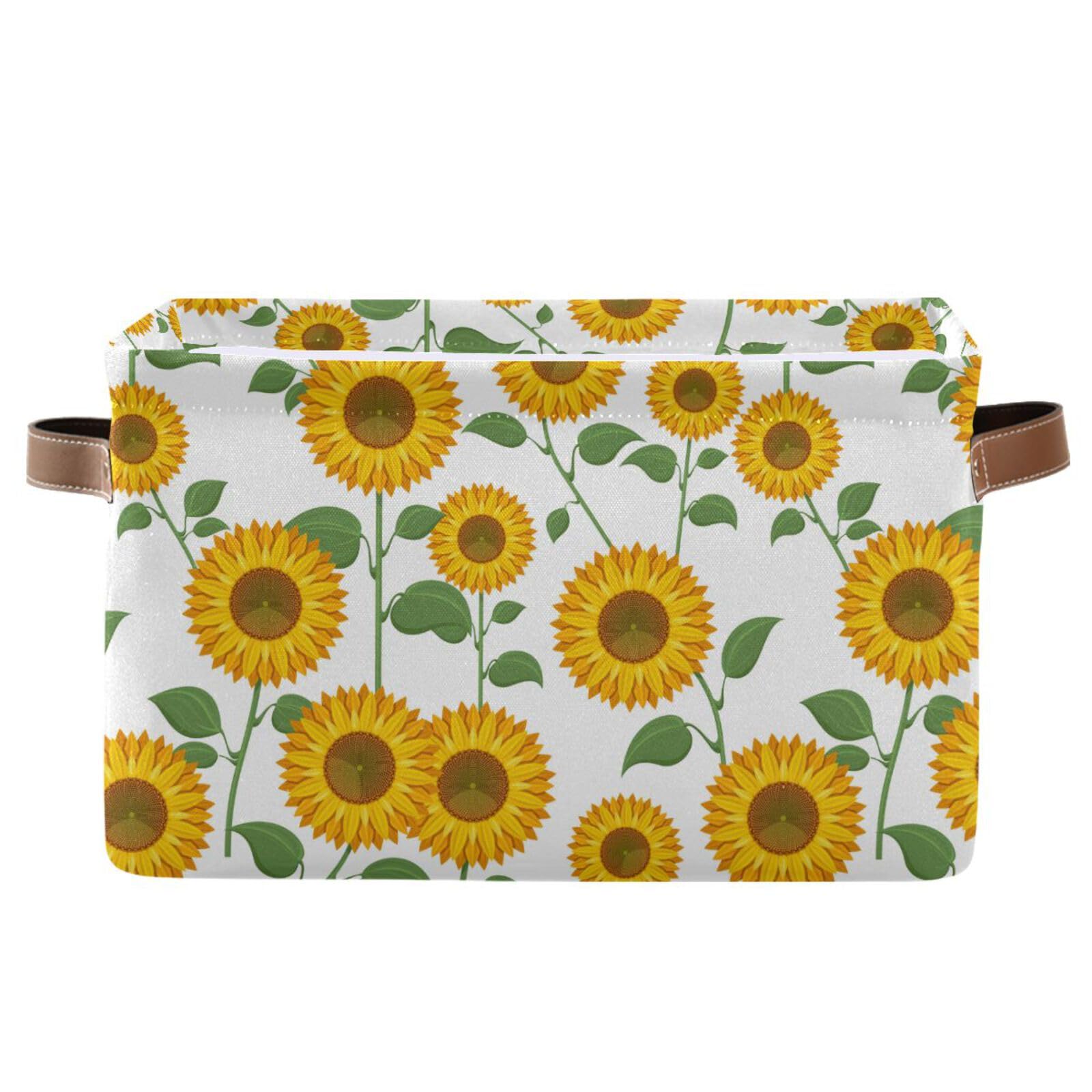 Foldable Sunflower Storage Basket with Handles - Home & Office Organizer