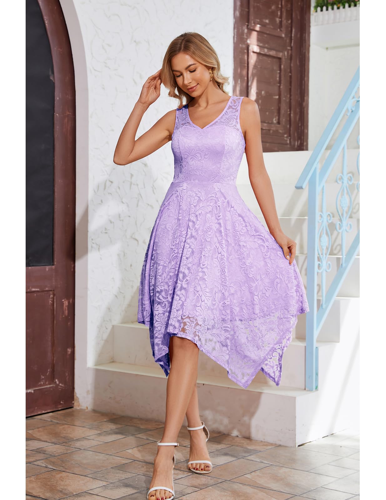 Meetjen Women's Cocktail Party Dresses 2025 - Elegant Handkerchief Hem Lace Formal Gown for Wedding Guest, Bridesmaid & Prom | Perfect for Evening Galas, Cocktail Receptions & Special Occasions