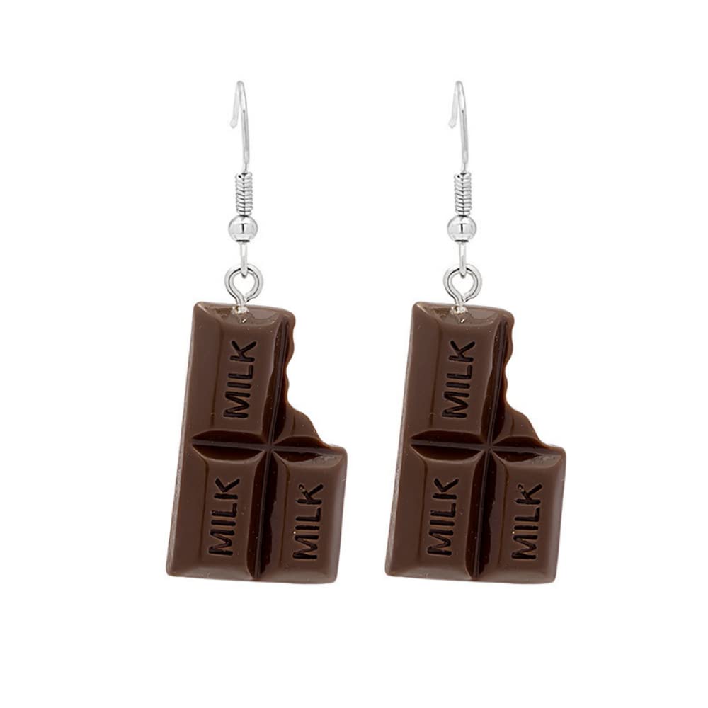 Handmade Polymer Clay Strawberry Cake Chocolate Drop Earrings - Cute Unique Resin Food Jewelry for Women & Girls | Perfect for Parties, Gifts & Kawaii Fashion Accessories