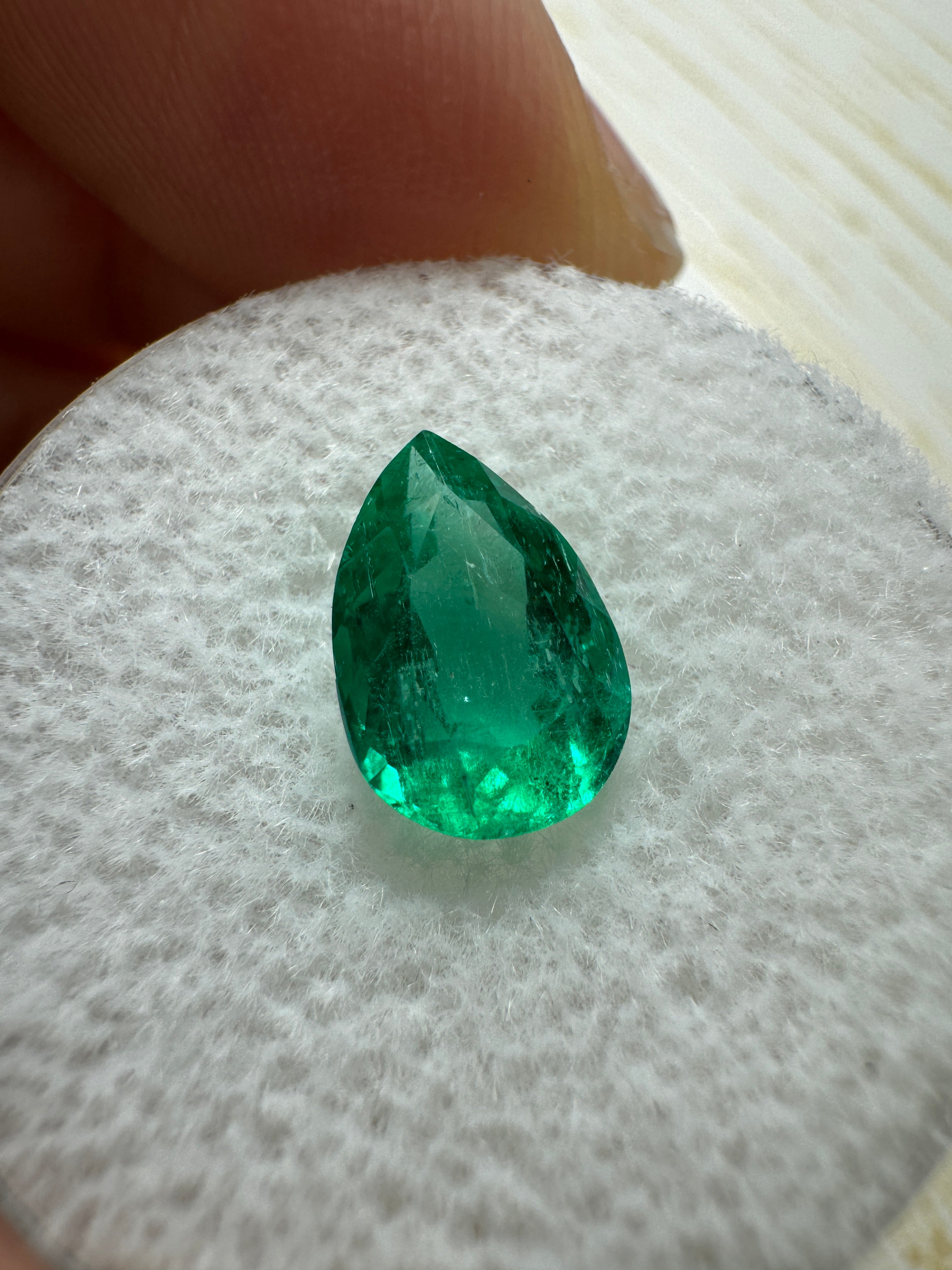1.80 Carat Chunky Bluish Green Natural Loose Colombian Emerald Pear Cut Gemstone for Jewelry Making, Engagement Rings & Luxury Gifts
