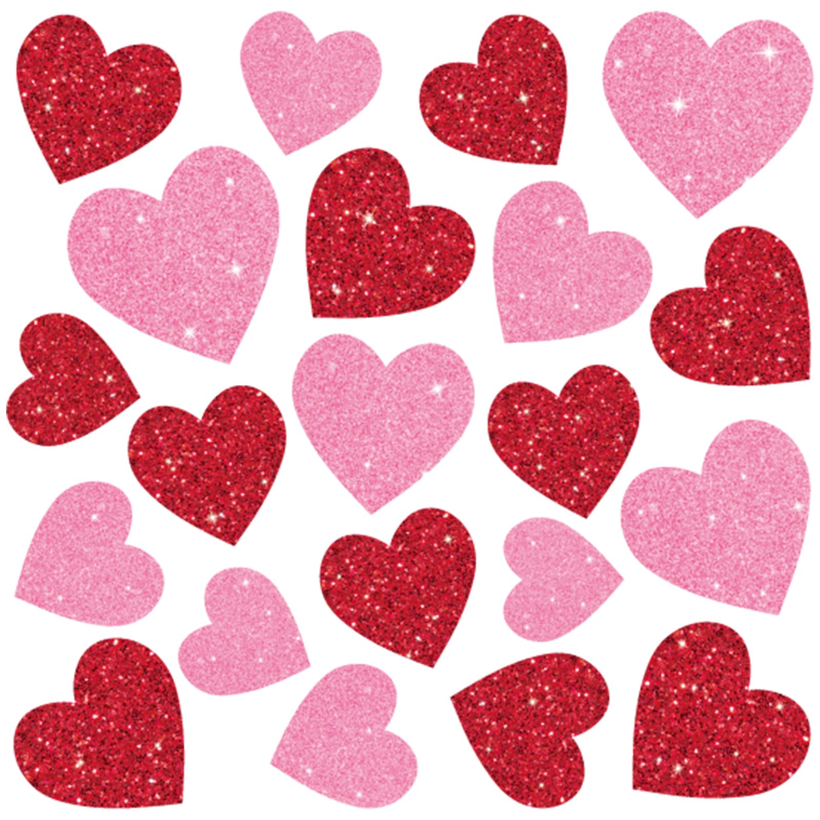 Whaline 6 Sheets Glitter Heart Window Clings - Valentine's Day, Wedding & Anniversary Decor - Reusable Red & Pink Heart Stickers for Windows, Glass Doors - Perfect for Home, Office & Party Decorations