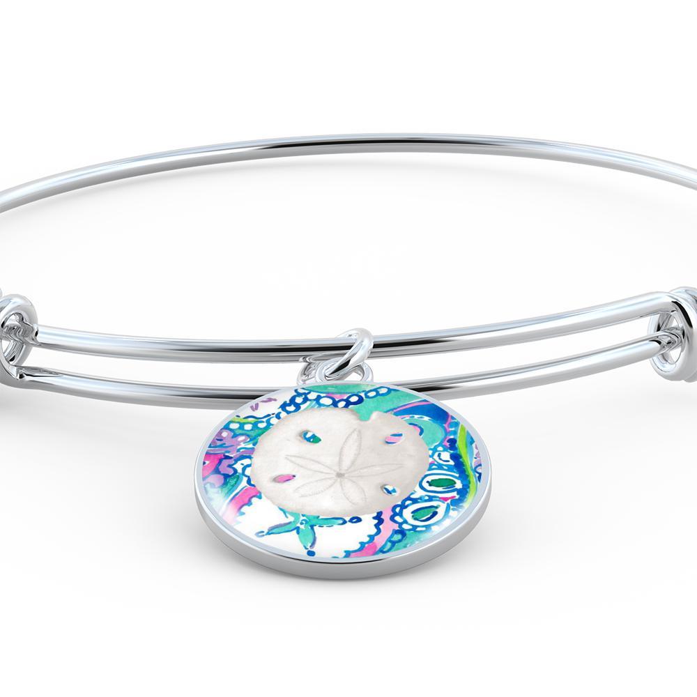 Colorful Sand Dollar Bangle Bracelet - Handmade Beach Jewelry for Women | Perfect for Summer Vacation, Beach Wedding & Boho Fashion Accessories