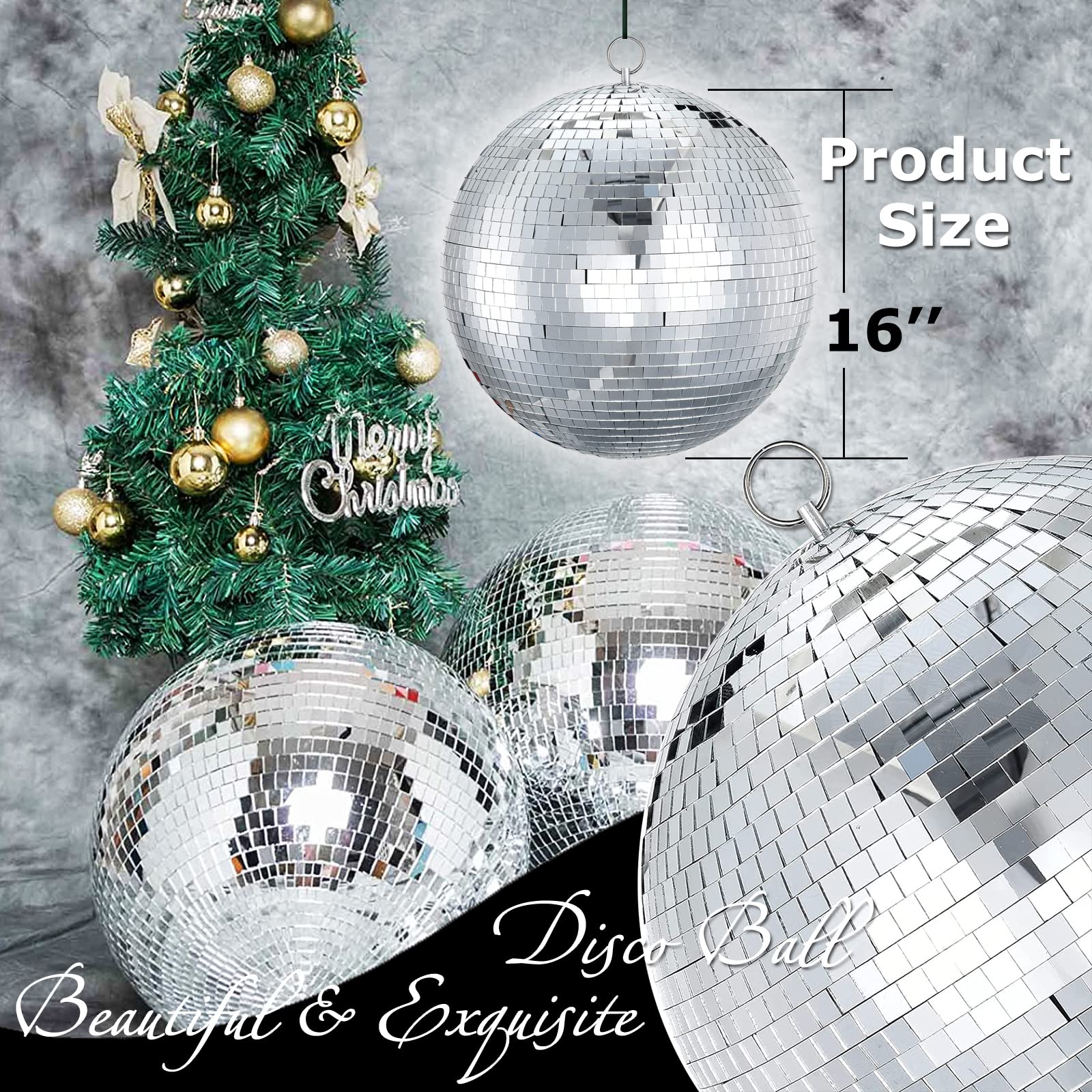 16-Inch Large Disco Ball - Sparkling Mirror Ball for Dance Parties, Weddings & Events | Perfect for Nightclubs, Home Decor & Themed Celebrations