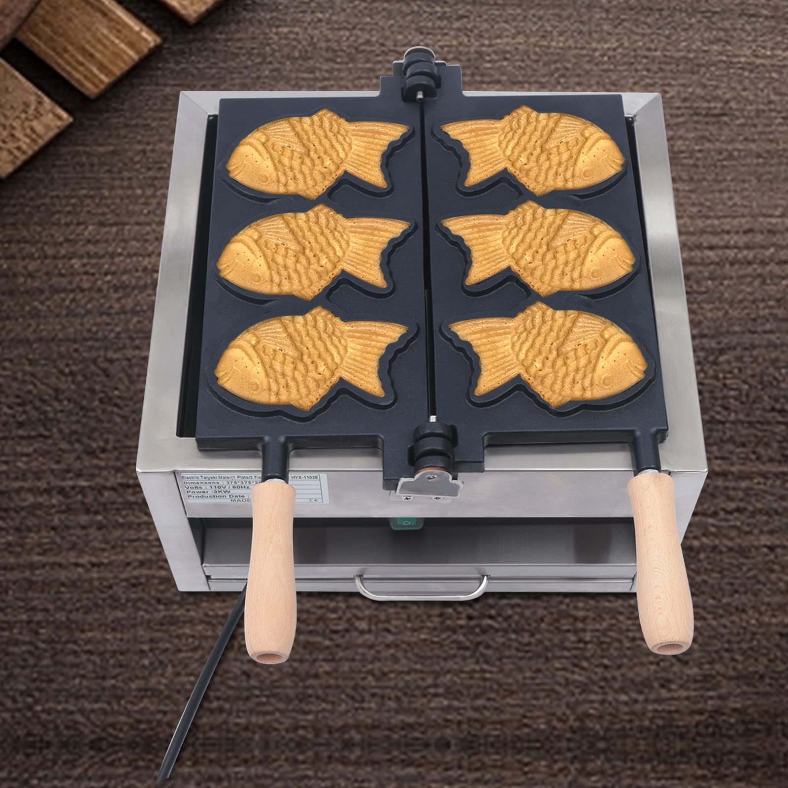 Commercial Digital Taiyaki Maker - Electric Waffle Machine with Digital Display & Nonstick 3-Grid Fish Mold - Perfect for Restaurants, Cafes, and Home Use (110V) - Make Delicious Japanese Fish-Shaped Waffles for Parties, Street Food, and Dessert Businesses