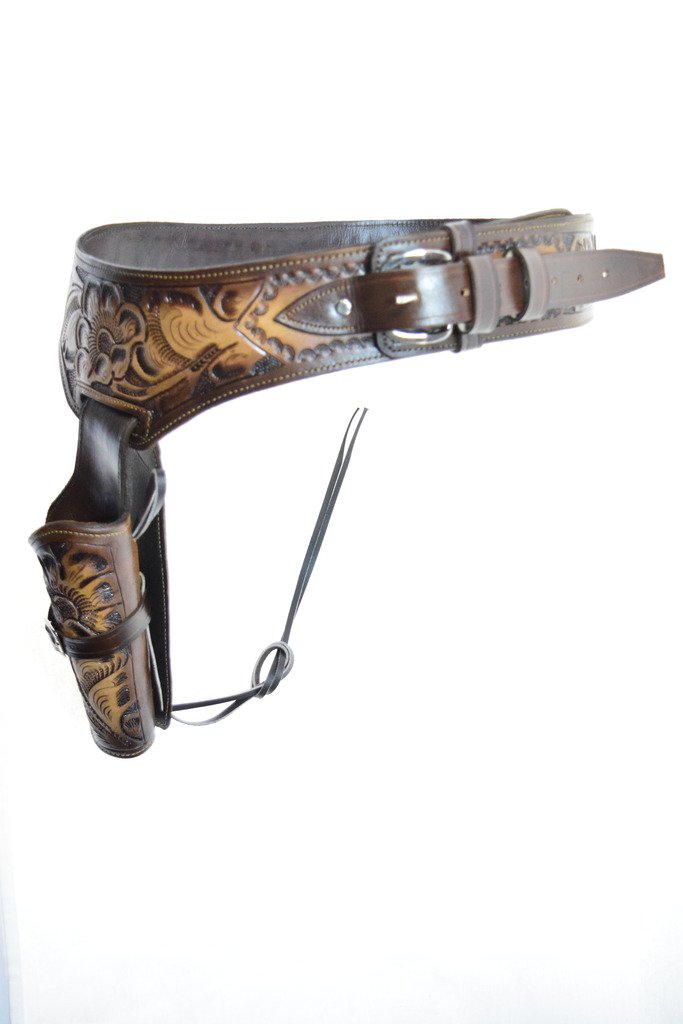 Cowboy Western Style Gun Holster & Belt Rig - .22 Cal Single Drop Holster for Standard .22 Barrel - Perfect for Cowboy Action Shooting, Reenactments & Western Style Outfits