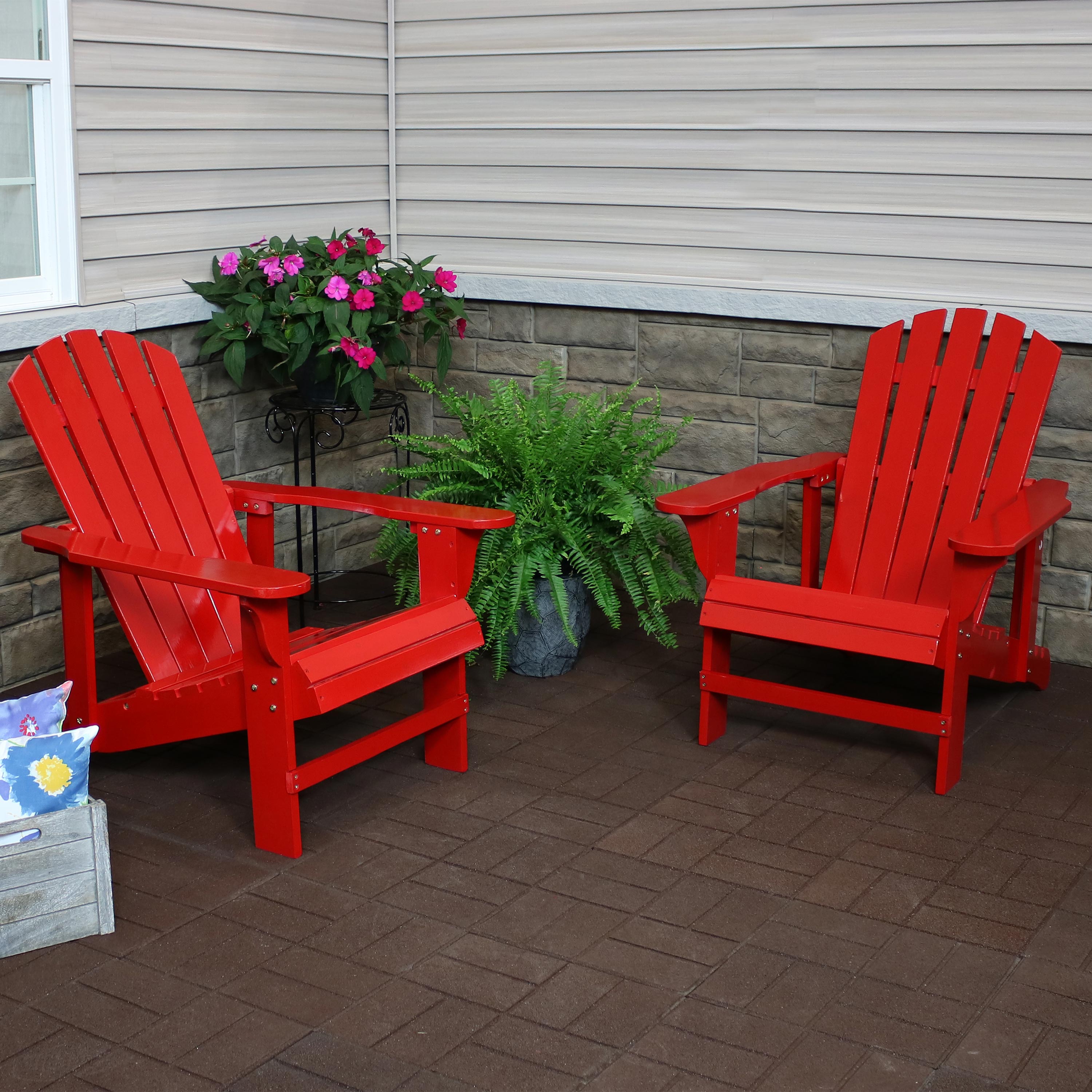 Premium Sunnydaze Wooden Adirondack Chair with Adjustable Backrest - Heavy Duty Outdoor Patio Furniture for Garden, Poolside & Backyard Relaxation
