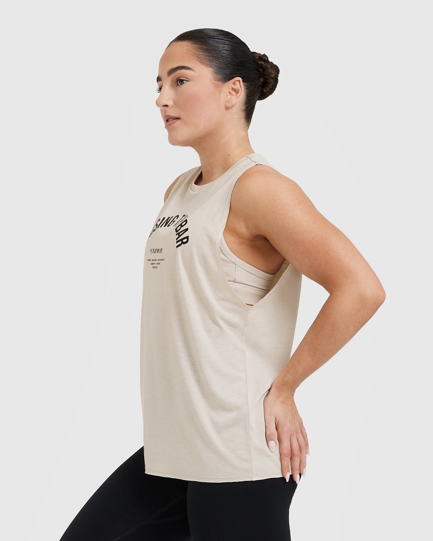 Raising The Bar Graphic Unisex Muscle Vest - Sand Color | Gym Workout & Summer Streetwear Fashion