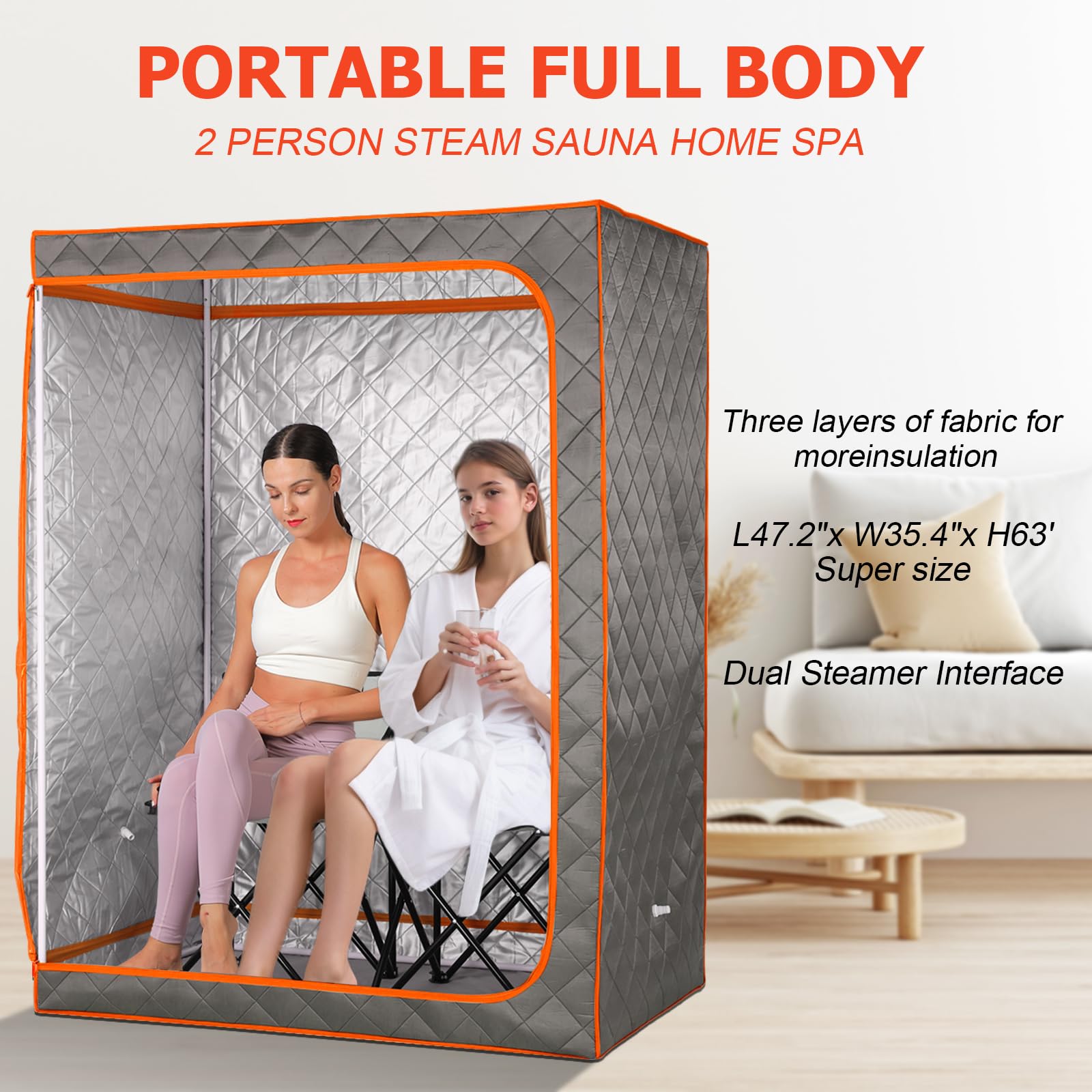 Portable Steam Sauna Tent for 1-2 People | Full Size Foldable Home Sauna with 2 Chairs | Detox & Relaxation for Couples, Spa Lovers & Home Wellness | Perfect for Small Spaces, Apartments & Post-Workout Recovery