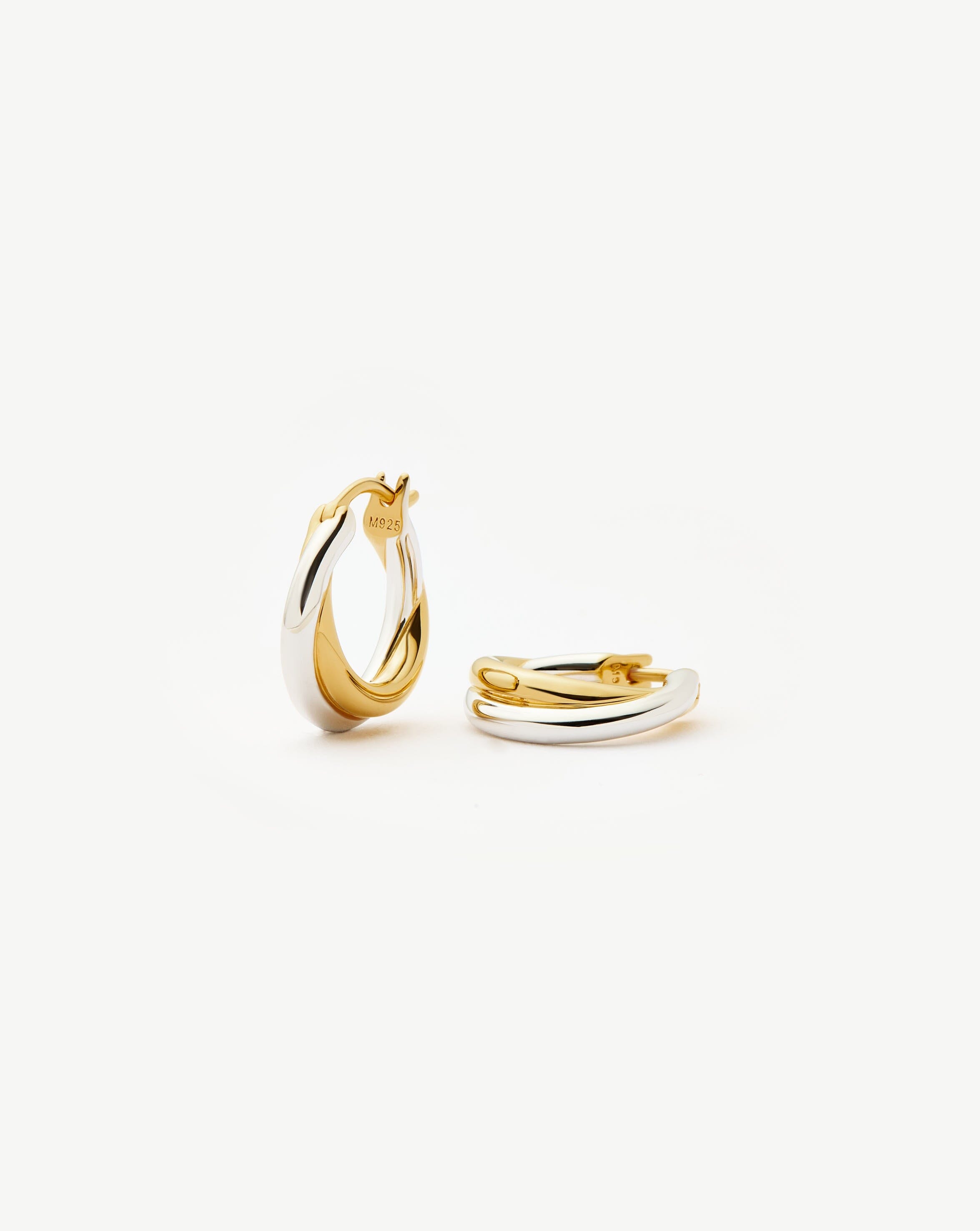 Lucy Williams Chunky Entwine Small Hoop Earrings | Mixed Metal Gold & Silver | Boho Chic Jewelry for Women | Perfect for Everyday Wear, Date Night & Special Occasions
