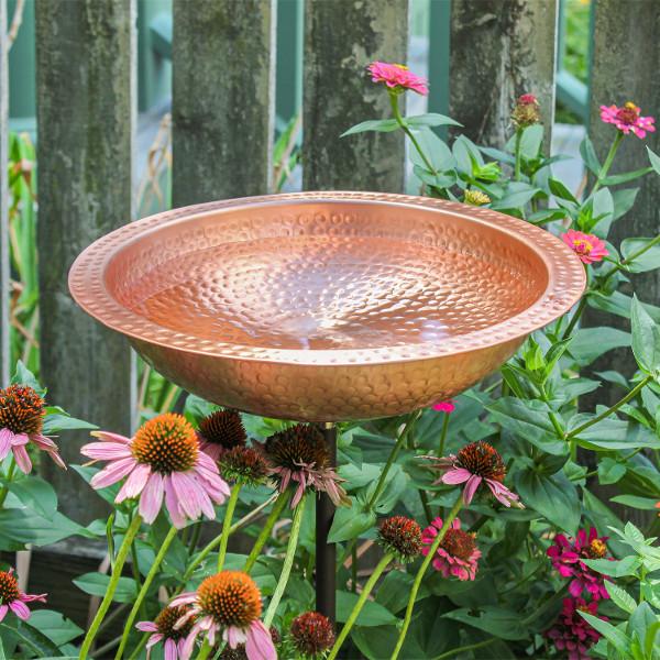 Handmade Hammered Solid Copper Birdbath Bowl - Outdoor Garden Decor for Birds - Perfect for Backyard, Patio, and Wildlife Habitat