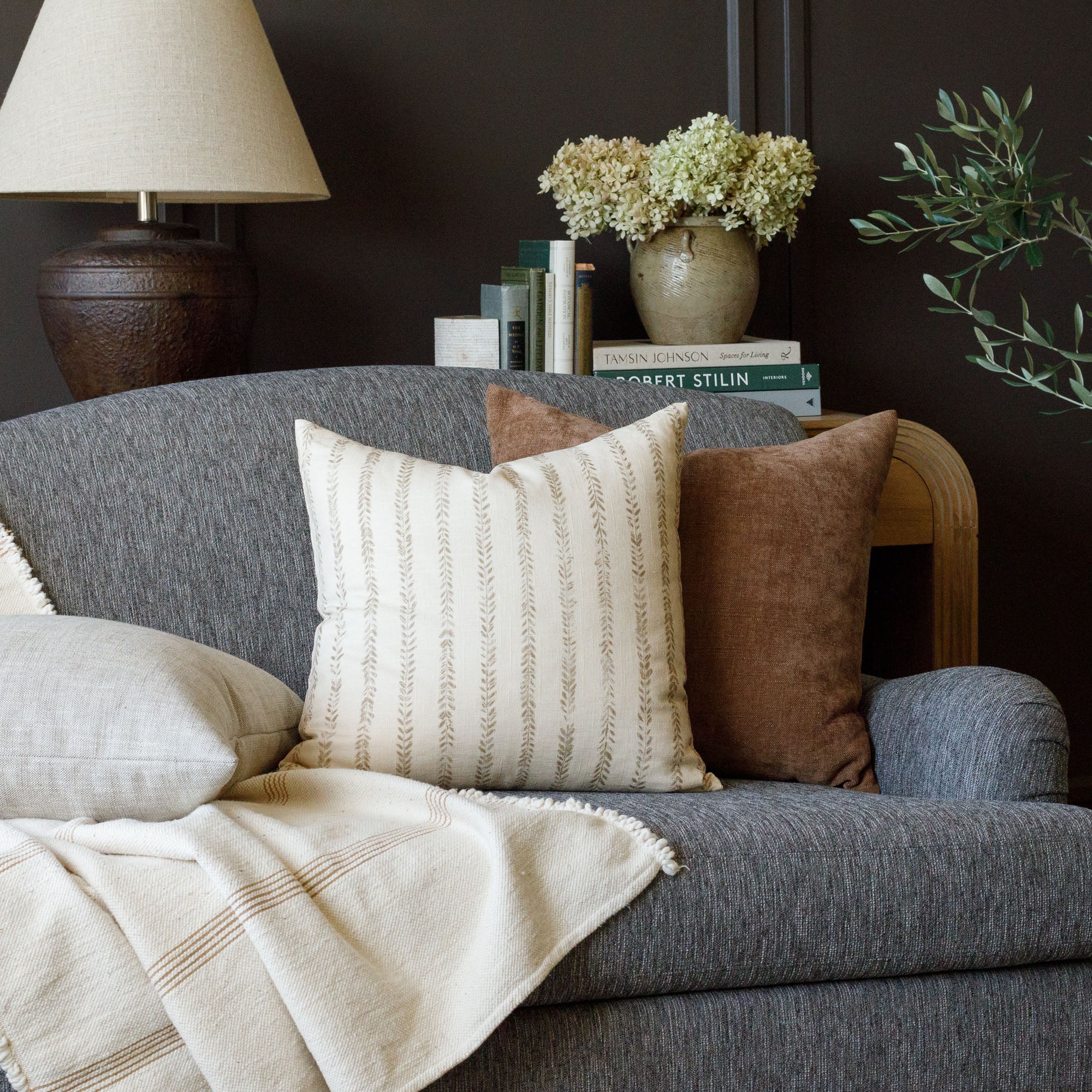 Premium Ivy 20x20 Decorative Throw Pillow in Chestnut Brown - Perfect for Sofa, Bed & Home Decor