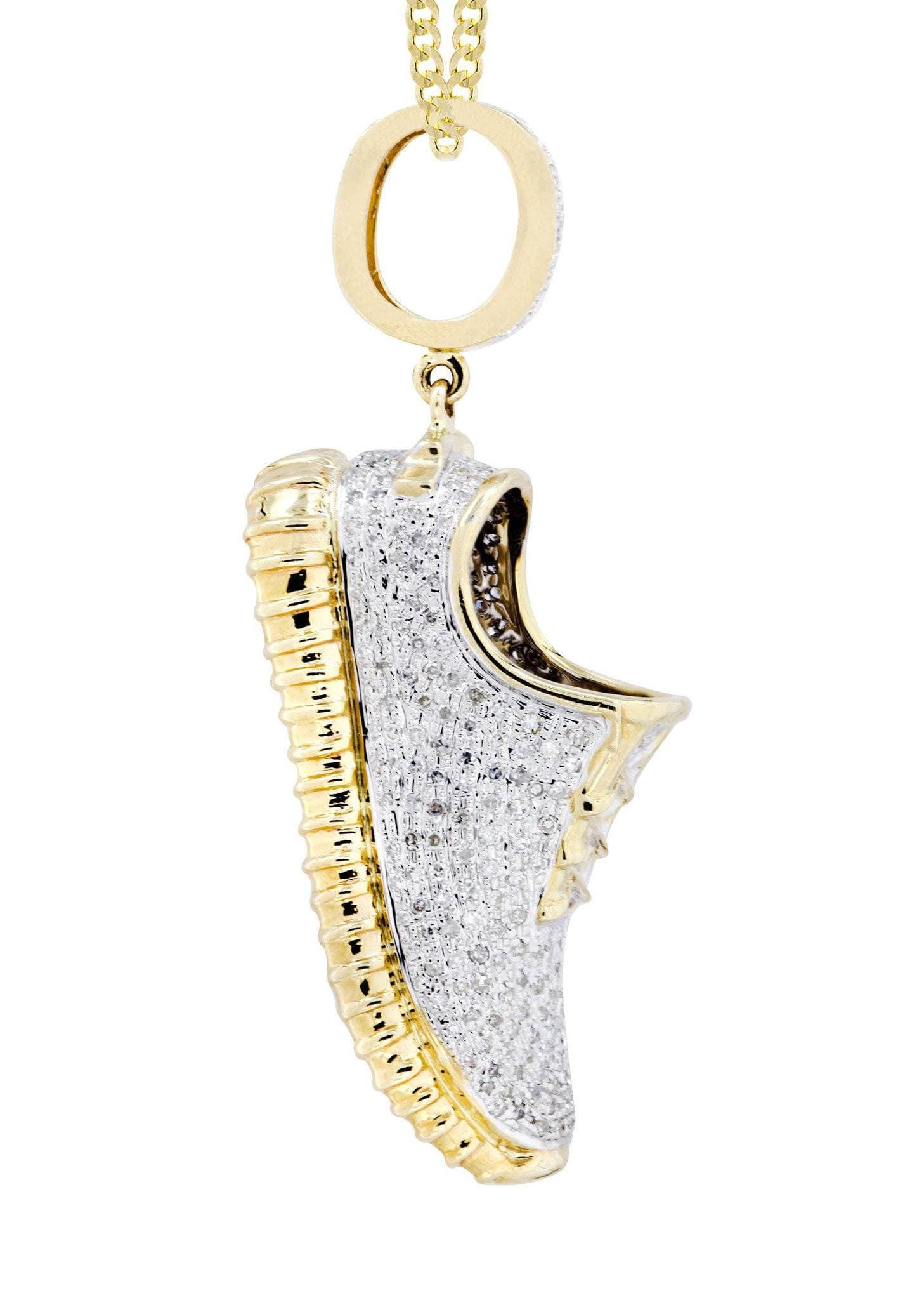 10K Yellow Gold Sneaker Diamond Necklace | 1.13 Carats | Elegant Jewelry for Women | Perfect Gift for Sneaker Lovers & Fashion Enthusiasts | Great for Parties, Anniversaries & Special Occasions