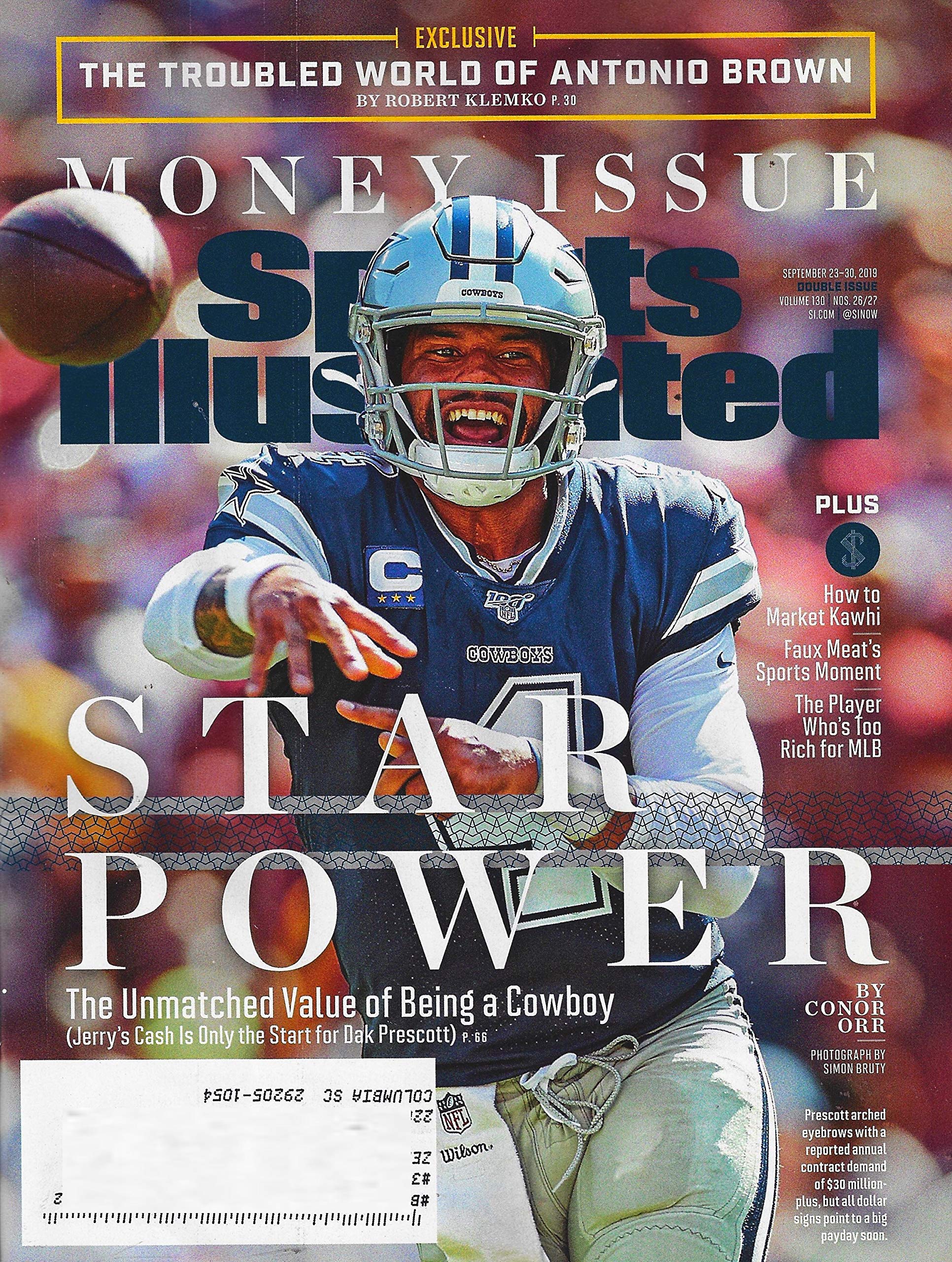 Sports Illustrated Magazine September 23-30 2019 Issue - Dak Prescott Cover Story & Faux Meat Feature | Collectible Sports Memorabilia for Fans and Collectors | Perfect for Sports Enthusiasts, Gift Giving and Home Decor