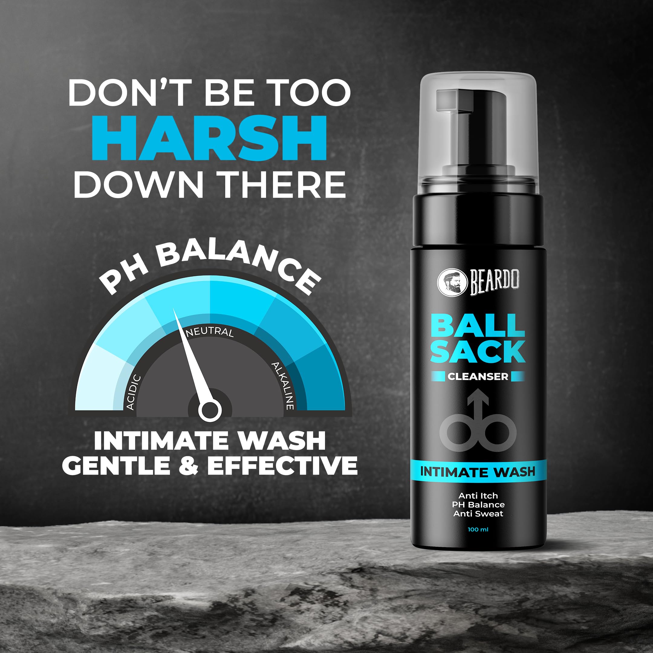 Beardo Face & Body Cleansing Combo Pack of 3 - B-acne Clear Body Wash 200ml for Body Acne Treatment, Acne Clear Foam Face Wash 100ml for Acne-Free Skin & Intimate Wash 100ml for pH Balance | Men's Grooming Kit for Daily Shower, Gym & Travel