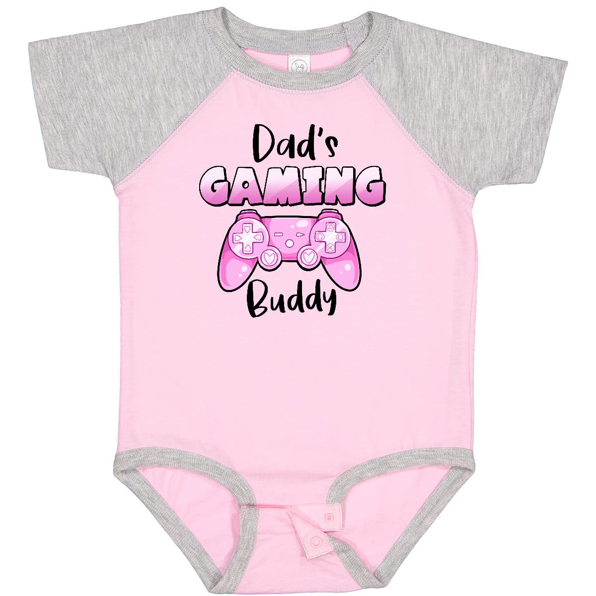 Inktastic Dad's Gaming Buddy - Pink Controller Baby Bodysuit | Cute Gamer Onesie for Newborns & Infants | Perfect Gift for Gamers & New Parents | Baby Shower, Birthday & Family Photos