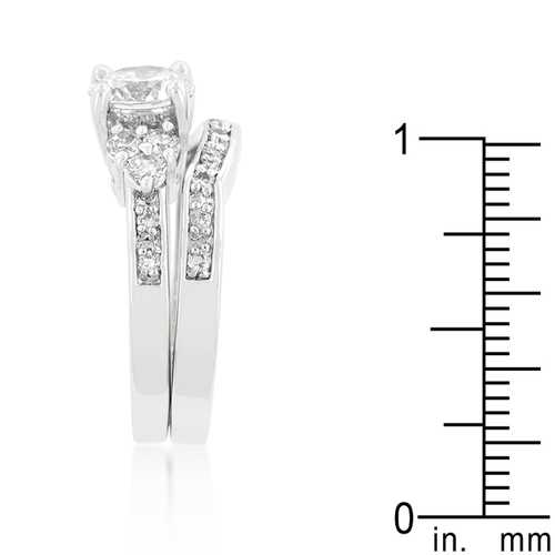 Exquisite Triple Stone Engagement Ring Set - 14K White Gold Diamond Wedding Band for Women - Perfect for Proposals, Anniversaries & Bridal Jewelry