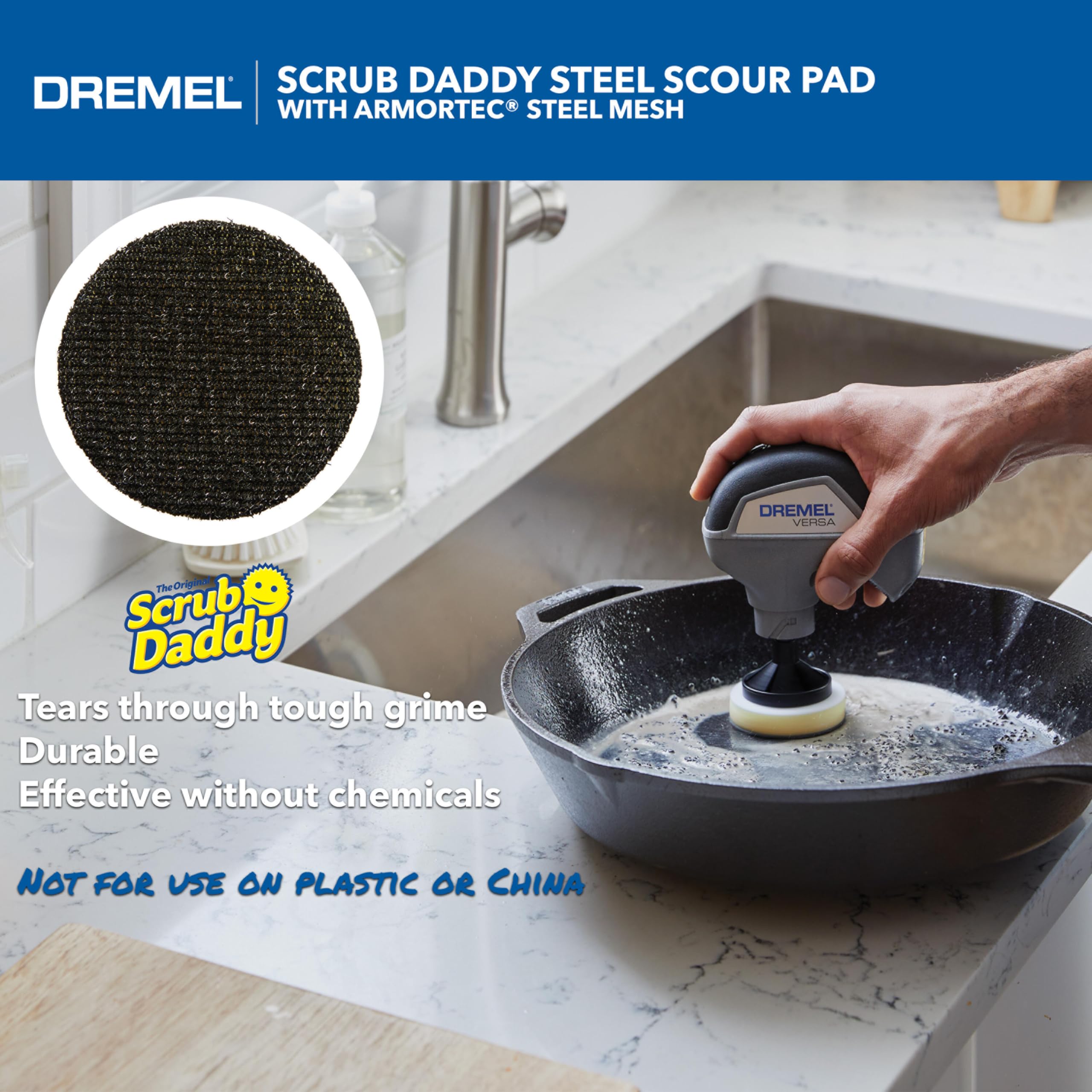 Dremel Versa 5-Pack Scrub Daddy Cleaning Sponge Pads - Multi-Surface Cleaning Sponges for Kitchen, Bathroom & Household Use - Compatible with Versa Power Scrubber Tool (PC360-5) - Perfect for Stubborn Stains, Grime & Deep Cleaning on Tiles, Sinks & Appliances