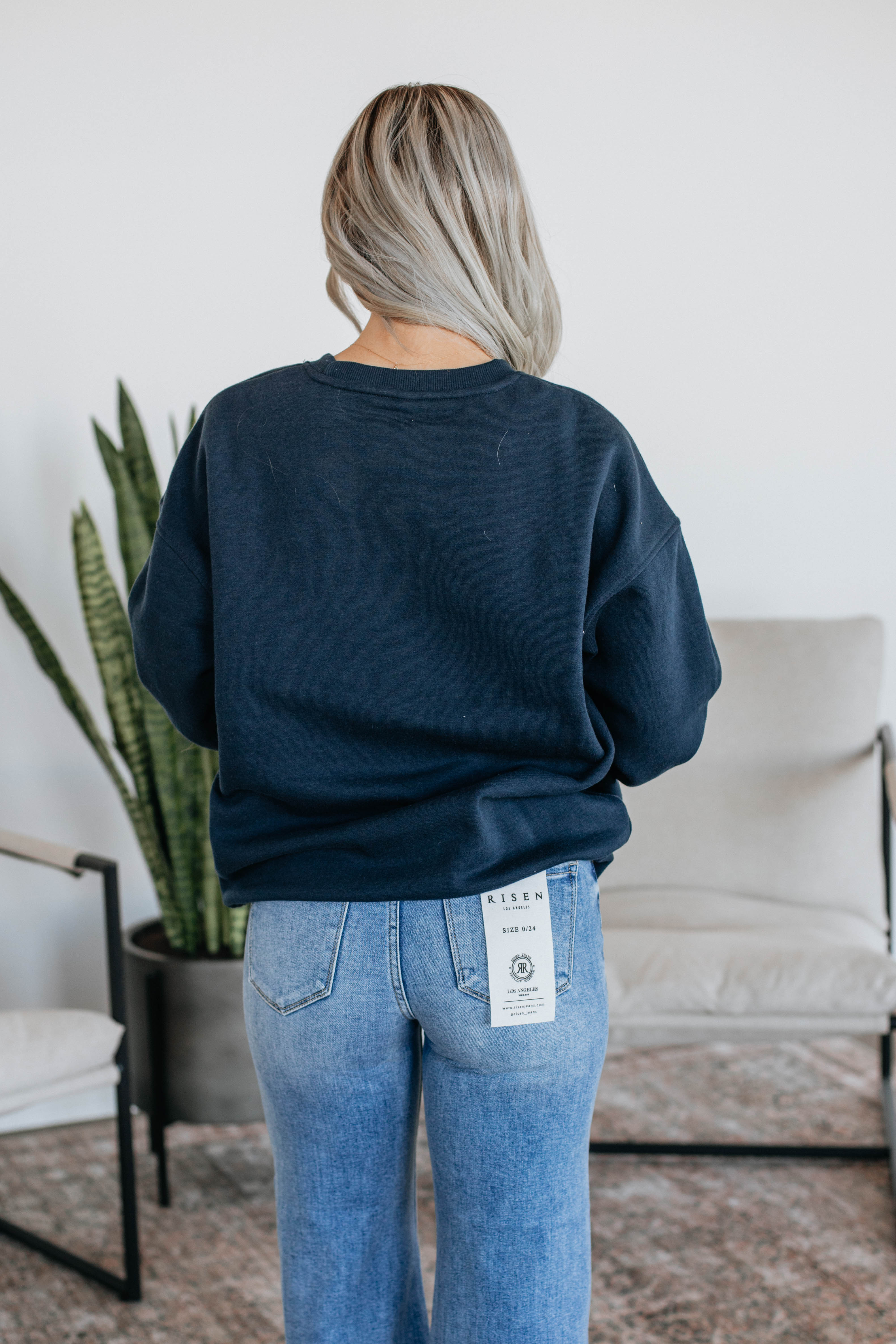 Jandi Lounge Crewneck Sweatshirt for Women - Soft & Comfortable Navy Pullover - Perfect for Casual Wear, Lounging & Travel