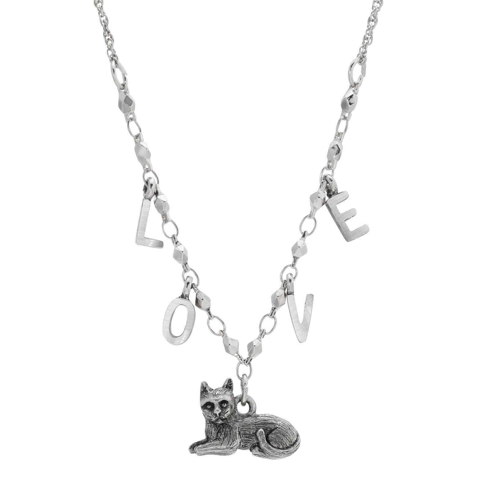 1928 Jewelry LOVE Antiqued Cat Pendant Necklace - 16