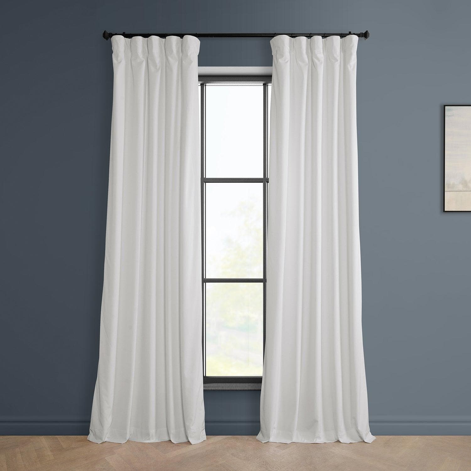 White Heritage Plush Velvet Blackout Curtains for Bedroom - Soft Thermal Insulated Window Drapes for Living Room & Nursery (Set of 2 Panels)