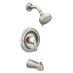 Moen Adler 2-Handle Standard Tub and Shower Faucet in Spot Resist Brushed Nickel (Model 82603SRN) - Perfect for Bathroom Renovation and Modern Home Decor